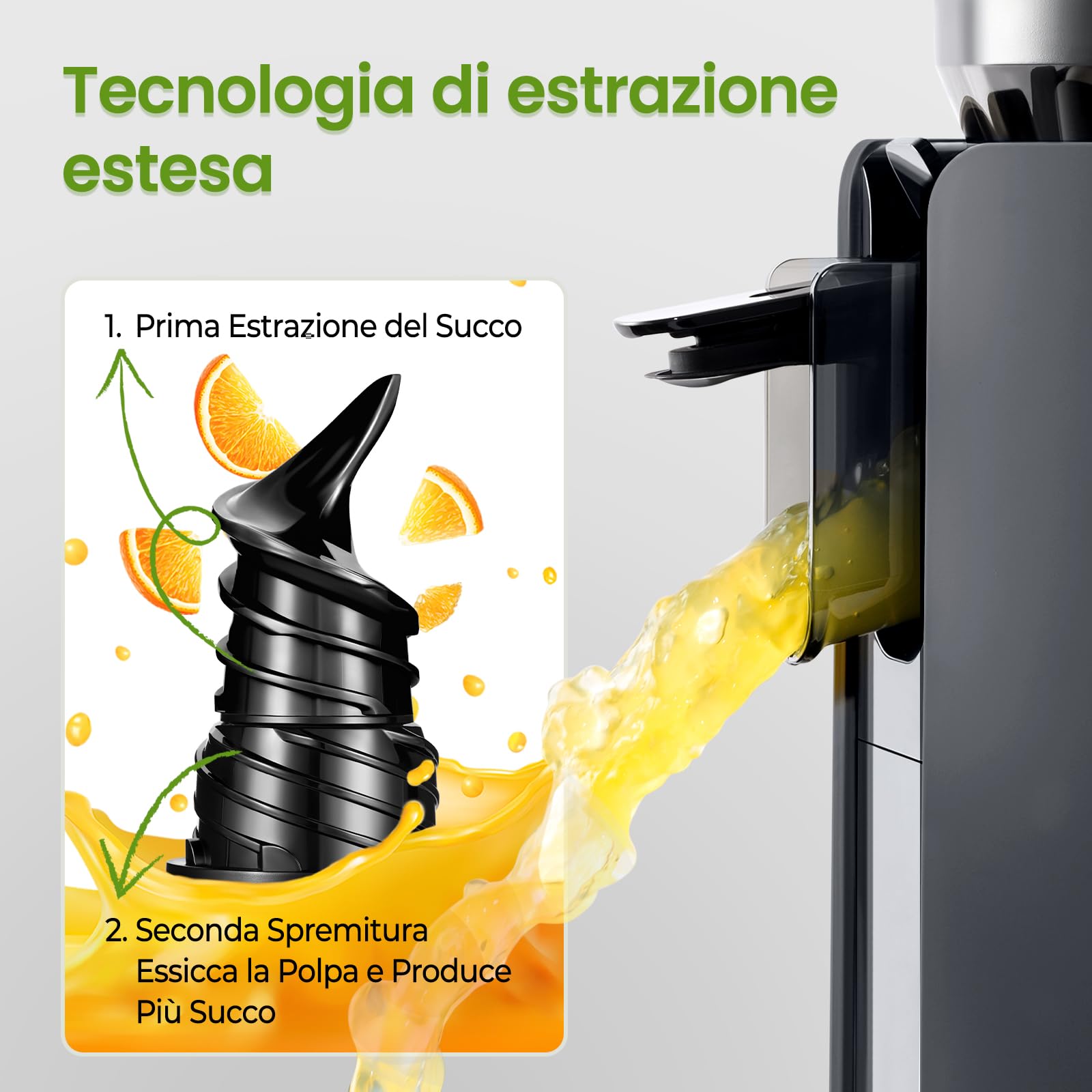 Ventray Estrattore di Succo a Freddo | Bocca Larga 120mm per Frutta e Verdura Intera Senza Preparazione | Sistema a Doppia Filtrazione | Facile da Pulire | 250W | 1.2L | Senza BPA | Nero