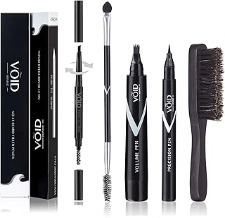 VOID Homme Beard Filling Pen Kit (Dark Brown, Set of 5) Beard Filler Pencil & Mens Beard Pen with Beard Brush, VOID Beard Filler Kit for Instant Beard Filling, Waterproof 48Hr VOID Beard Pen Kit