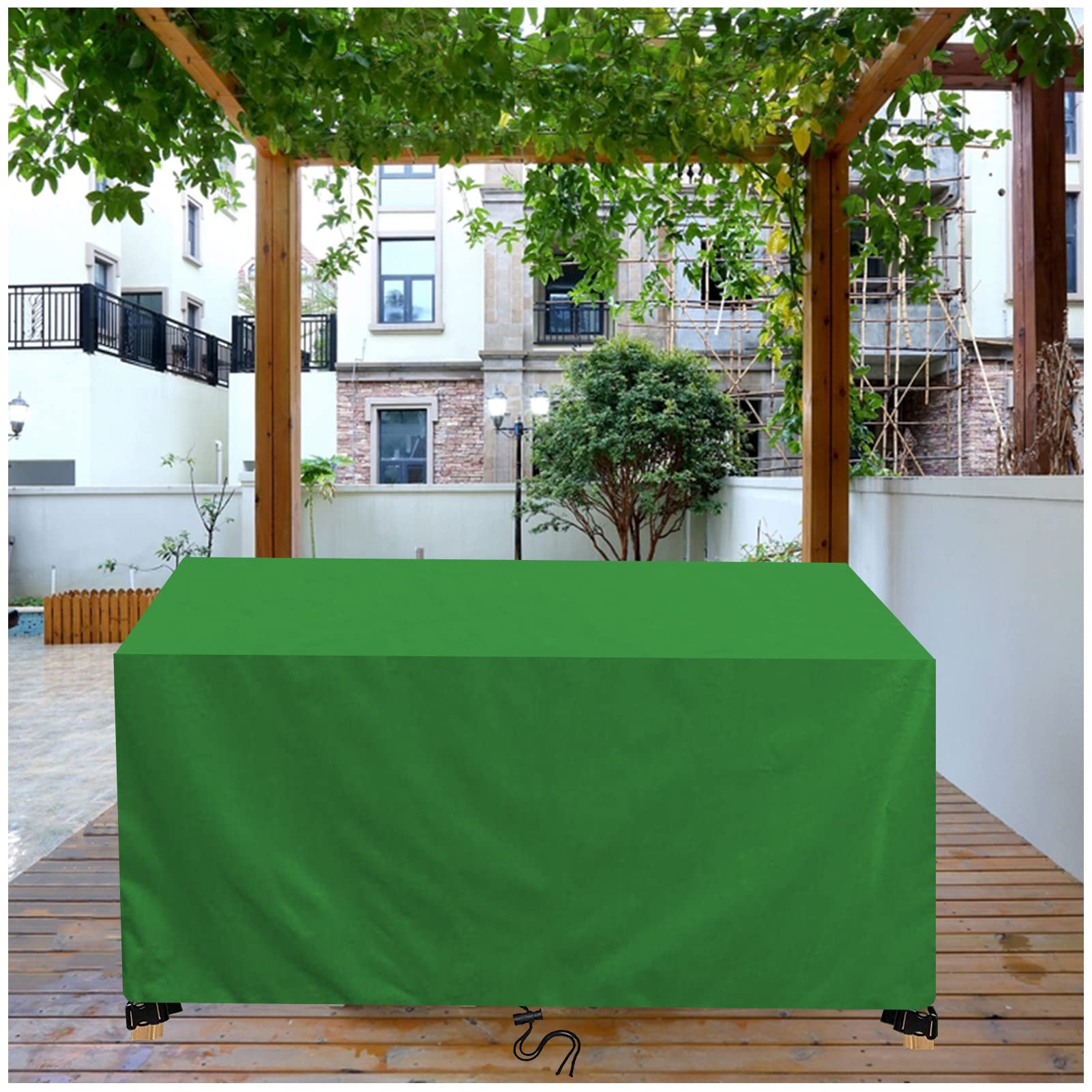 Fundas impermeables para muebles de jardín, 120 x 120 x 75 cm, tela Oxford 420D verde para exteriores, rectangular, cuadrada, protección de sofá y silla, fundas duraderas para patio