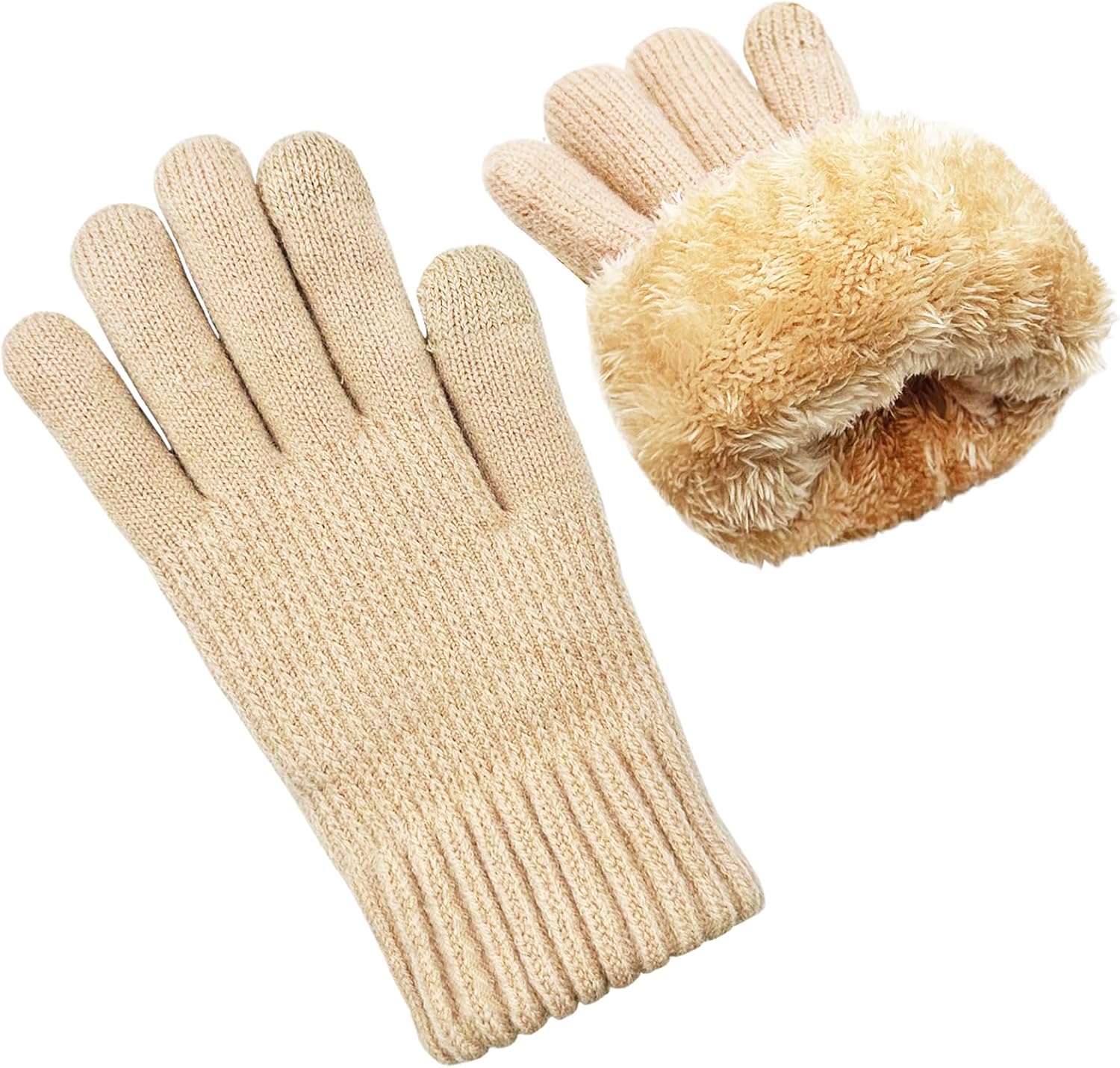 Winter Gloves for Women Warm Wool Touch Screen Ladies Windproof Thermal Knit Fleece Lined Gloves for Cold Weather