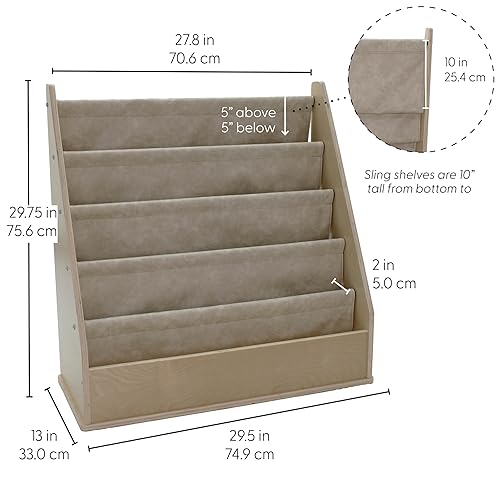 Miniatura 21 de Factory Direct Partners 13132-NT - Soporte de exhibición para libros de abedul, 5 estantes para libros y revistas infantiles para dormitorio, sala