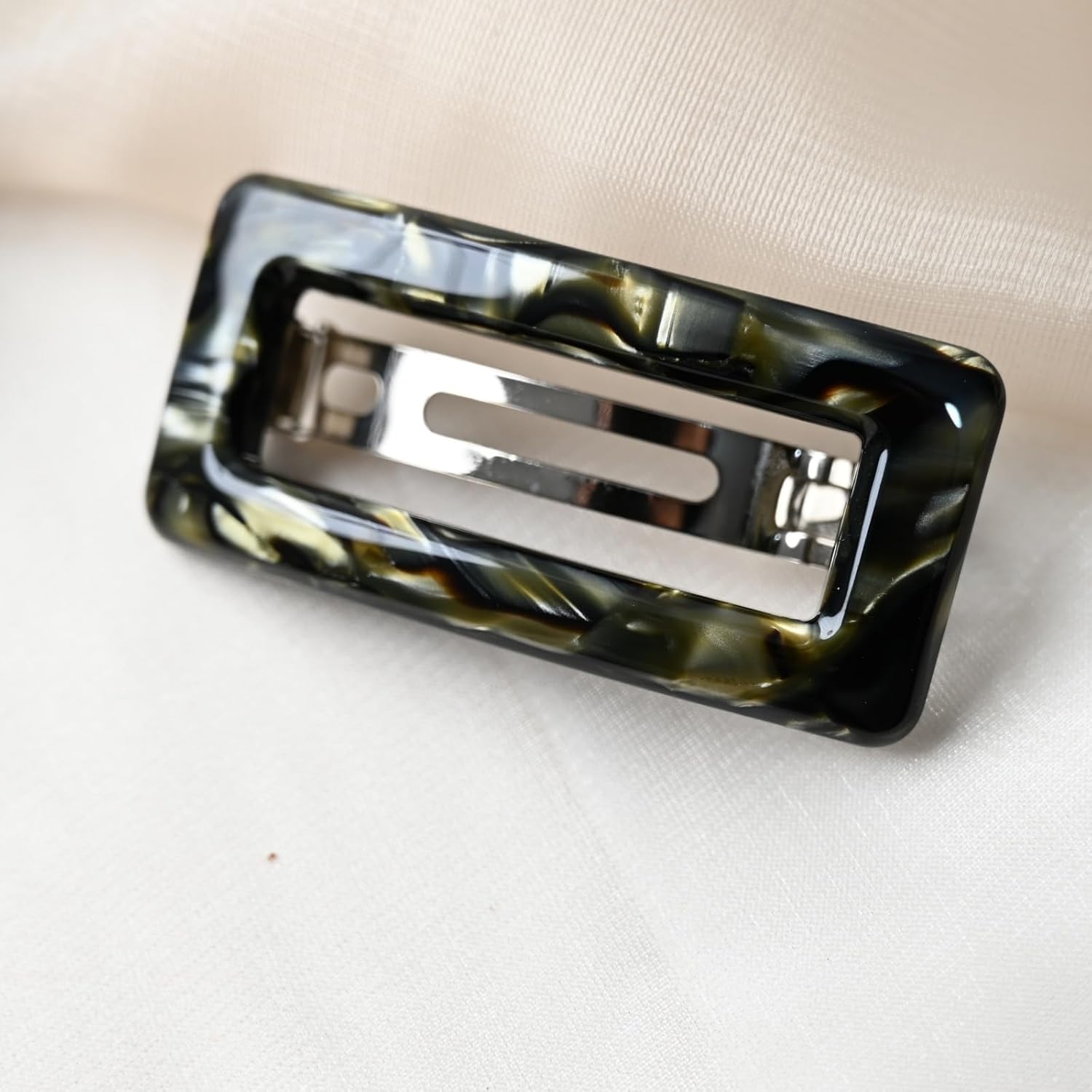 Geometric Acetate Hair Clip Barrettes for Women, No-Slip Spring Hair Clamp for Low Ponytail and Half-Up Hairstyles, (tortoise color 3‘’)