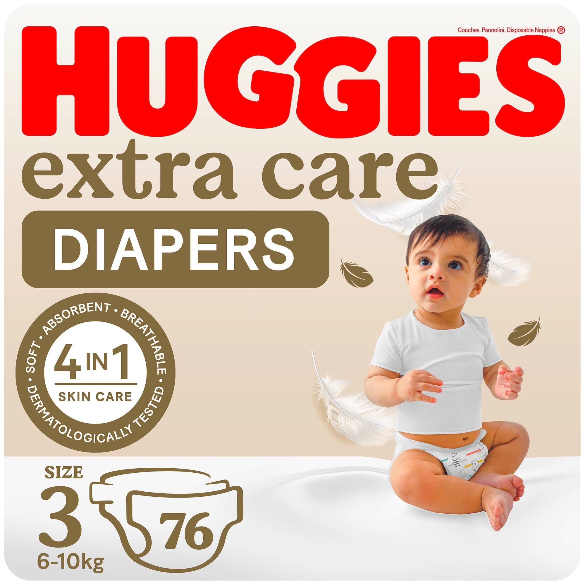 Huggies Extra Care, Size 3, 6 - 10 kg, Jumbo Pack, 76 Diapers