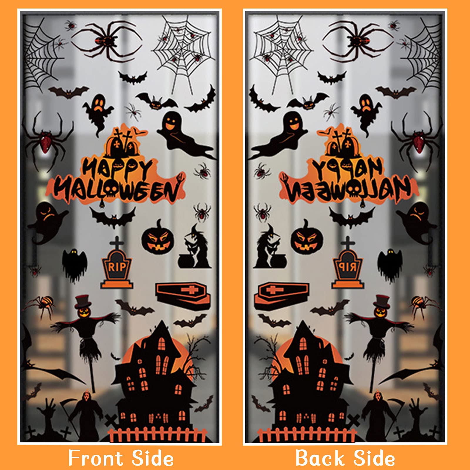 3 Photos Autocollants Halloween Stickers Décorations Double