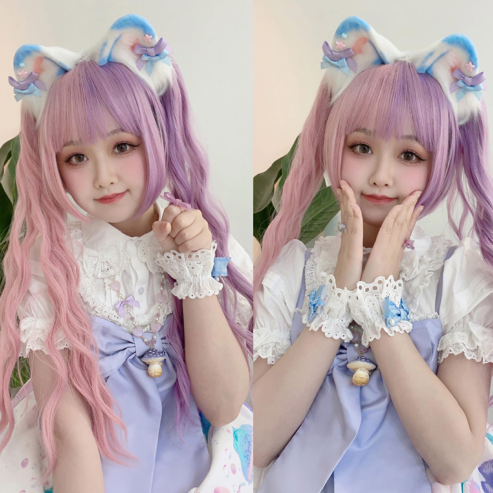 Fascia per capelli da donna con orecchie di lupo, realizzata a mano, per cosplay, cosplay, Halloween, feste