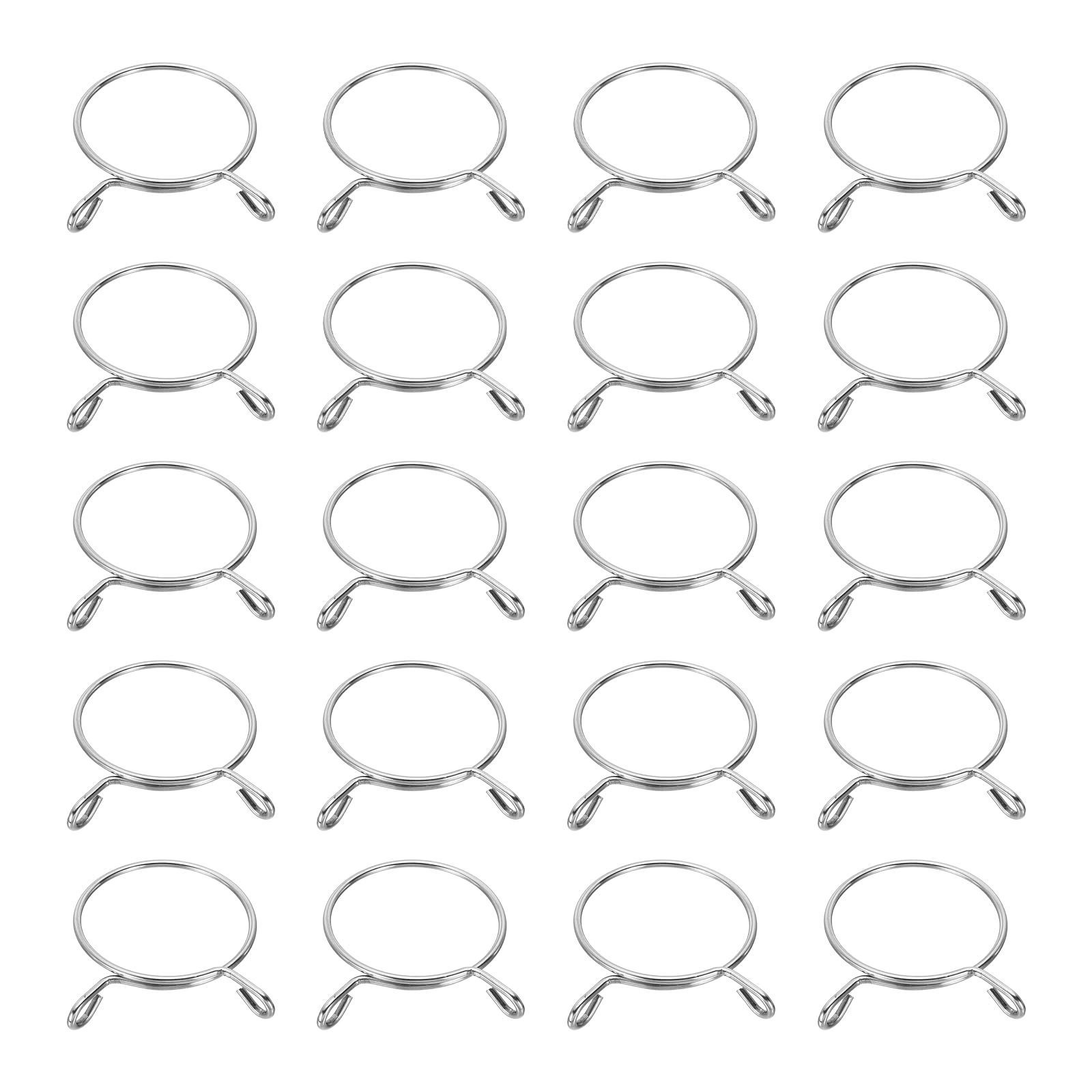 sourcing map Fuel Line Hose Clips 20Pcs 58mm ID 63mm Clamp Dia. 304 Stainless Steel Tubing Spring Clips Clamps Assortment for Air Hose Tube Water Pipe Motorcycle Scooter ATV, Silver