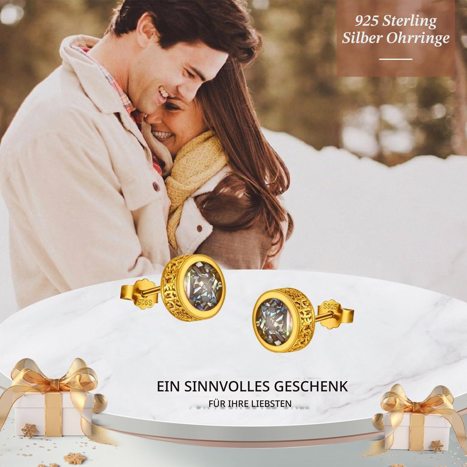 Wikinger Ohrstecker für Männer Damen 925 Sterling Silber | Schwarzer Ohrstecker mit Edelstein Türkis/Opal/Onyx/Abalone/Malachit/Lapislazuli Ohrringe Wikinger Schmuck für Herren Damen