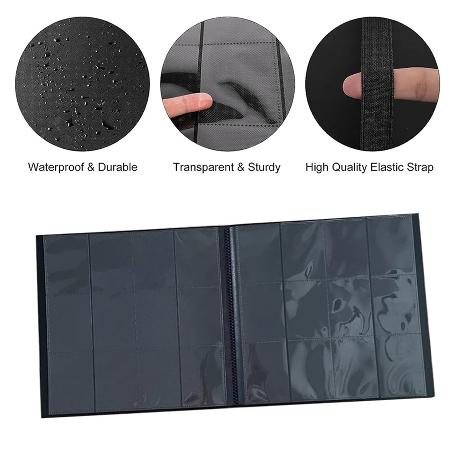 Estuche portátil para Tarjetas coleccionables, con 9 Compartimentos y Capacidad para 360 Tarjetas (Negro, 30,8 x 24,5 cm)
