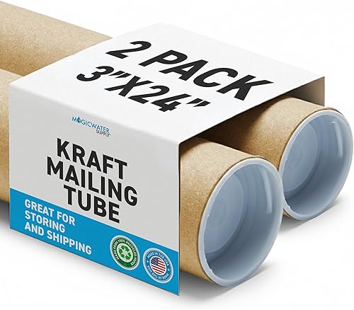 MagicWater Supply Tubo de correo – 3 x 24 pulgadas – Kraft – Paquete de 2 – para envío y almacenamiento de carteles, artes, manualidades y documentos