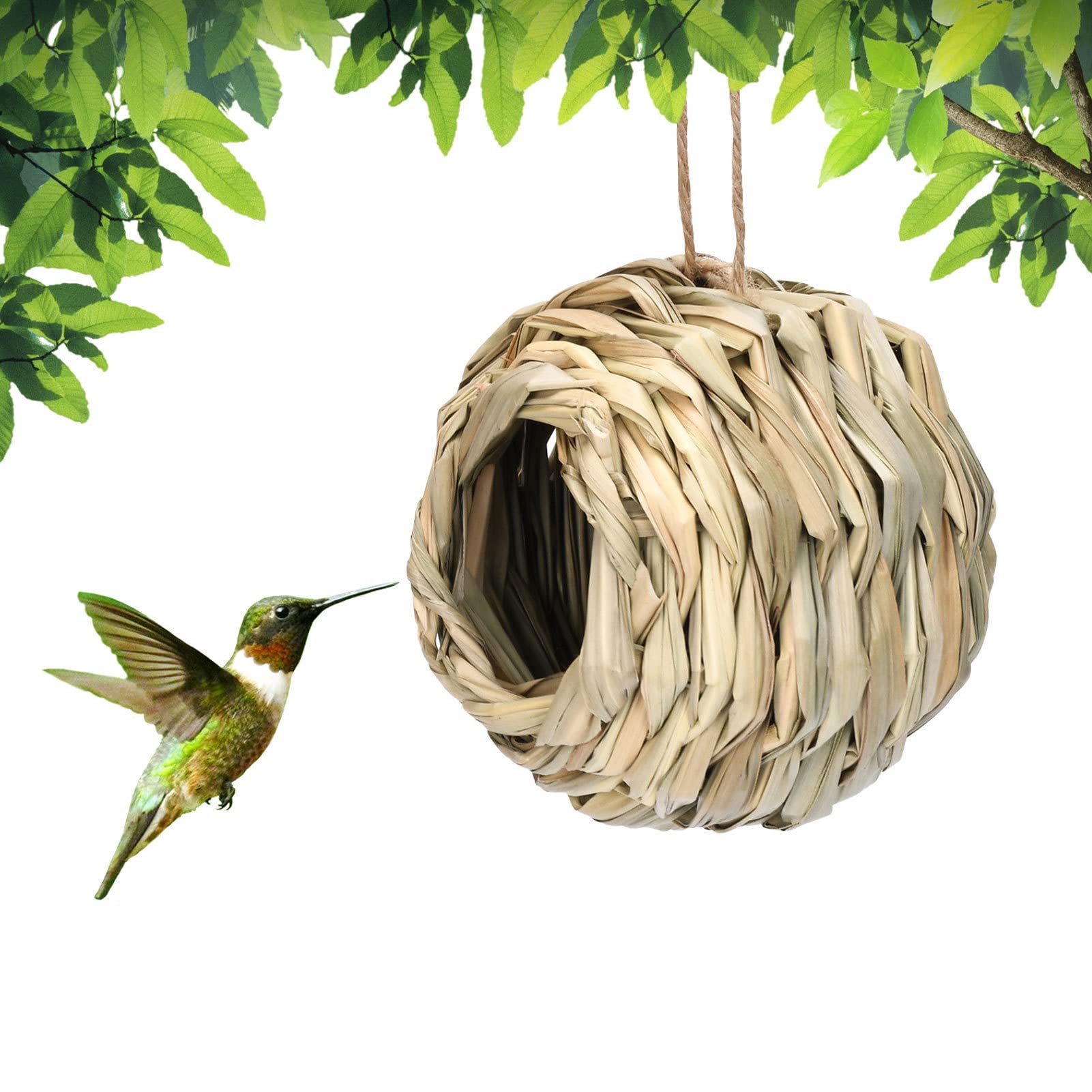 4 piezas de nido de pajilla para colgar al aire libre, nido de pájaros de precisión, nido reutilizable para familia, amigos, vecinos