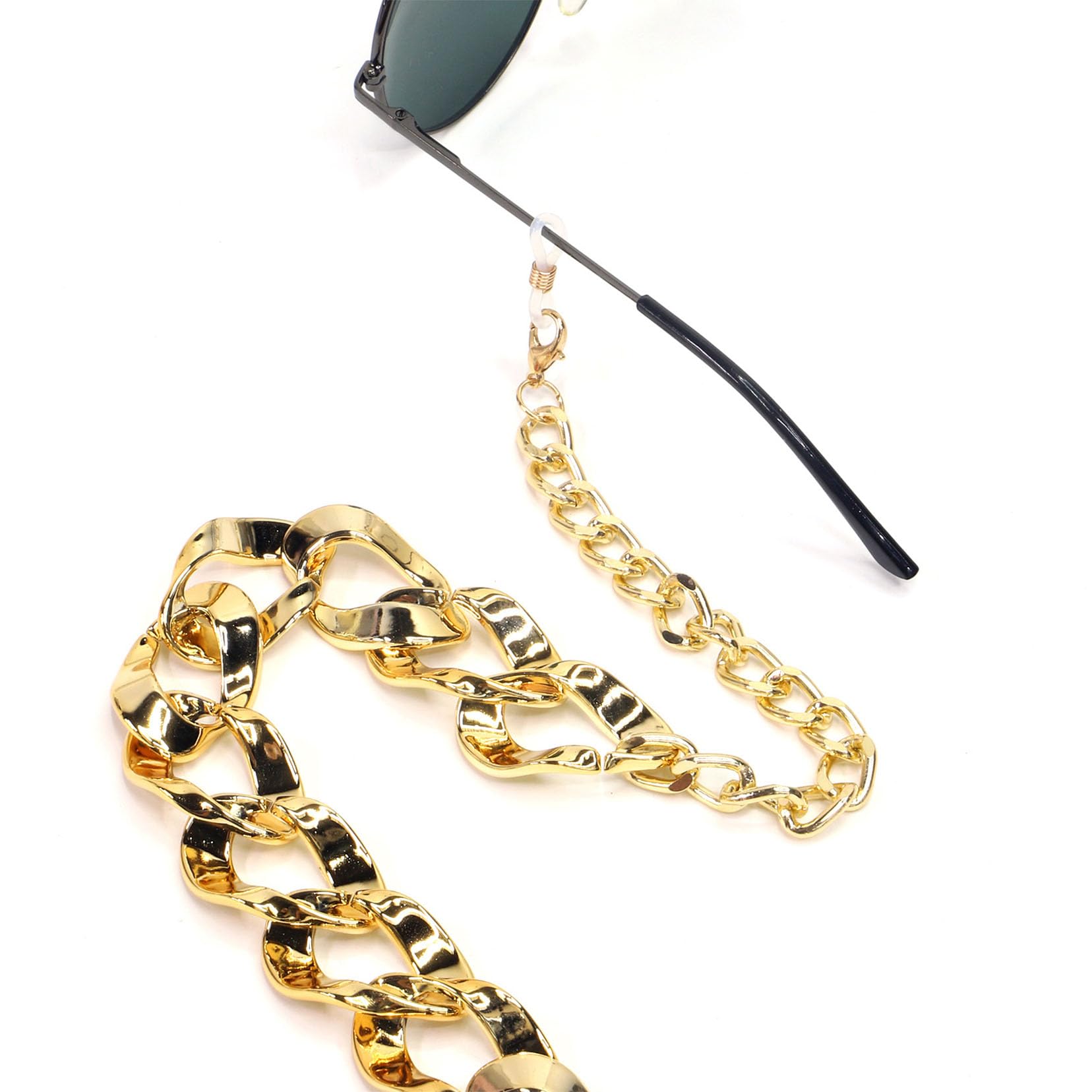 Chaîne De Monture De Lunettes Antidérapante Dorée, Sangle De Cou De Lunettes Réglable Corde De Sécurité Fixateur De Lunettes Pour La Décoration Et Le Sport gold