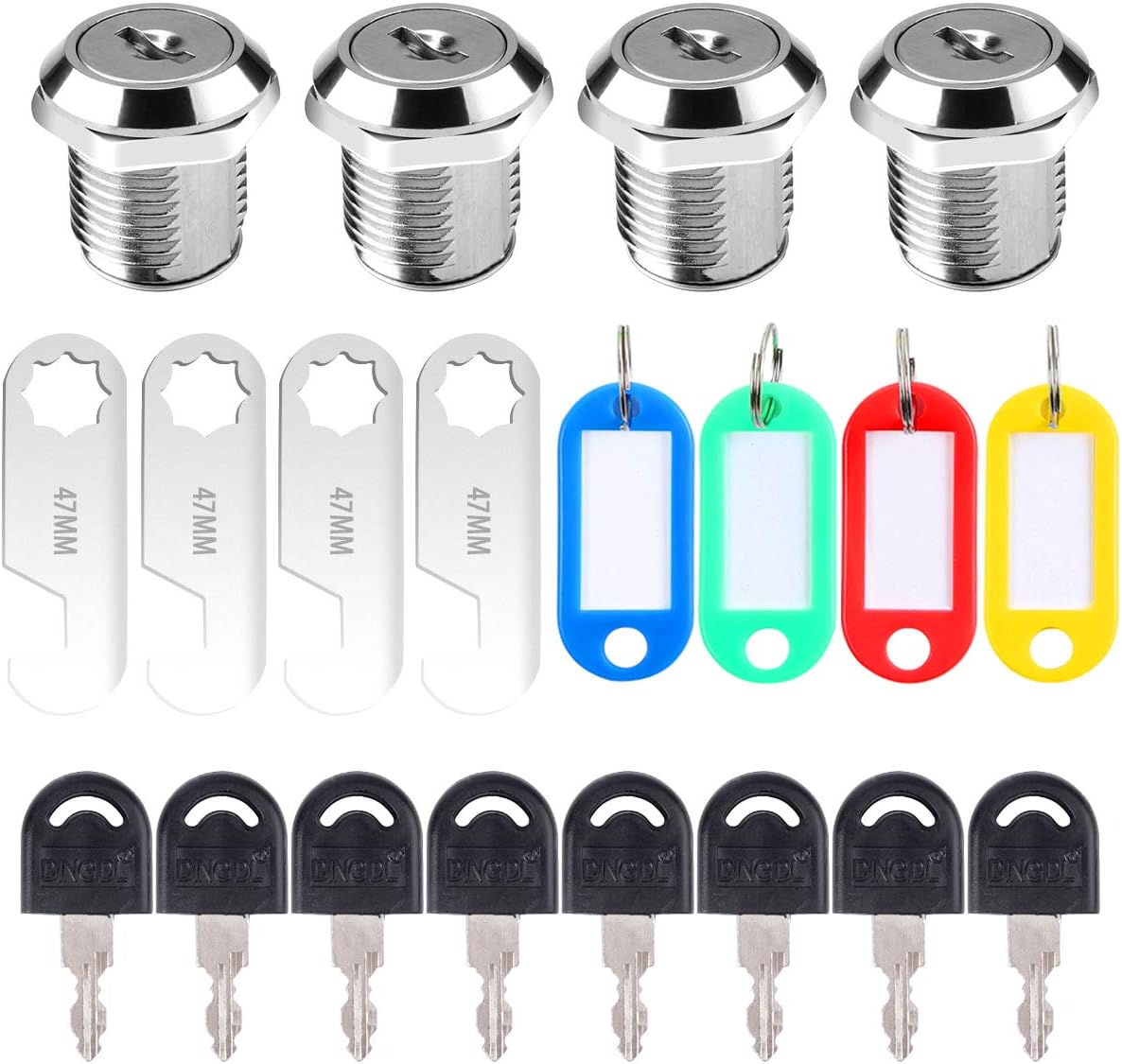 4Pack Cabinet Lock, 16mm Cam Lock with Unique Key and Tag, Ideal for Cupboards, Lockers, Cabinets & more