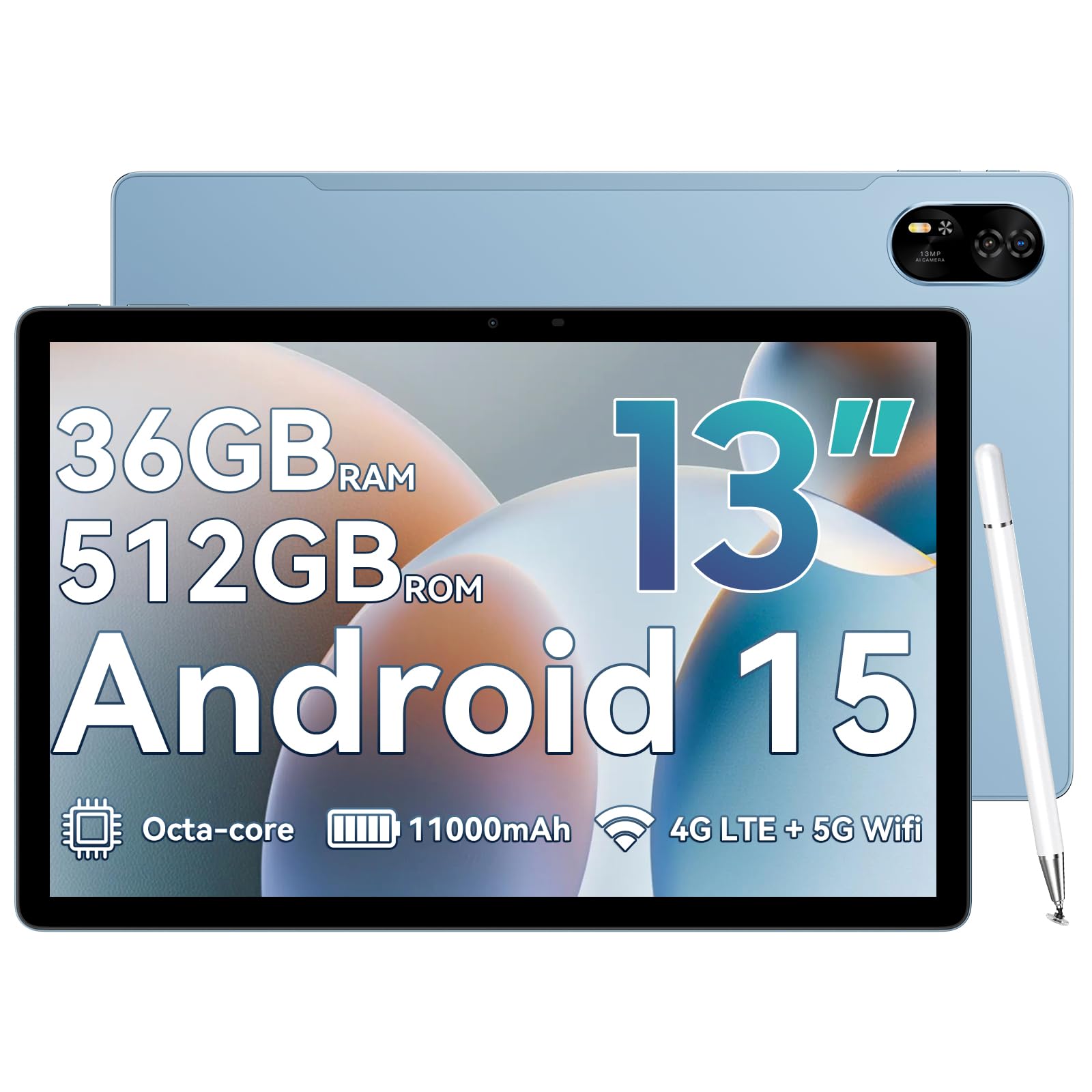 Blackview Mega2 2024 Android 15 Tablet, 12(4+8) GB+256GB 2TB