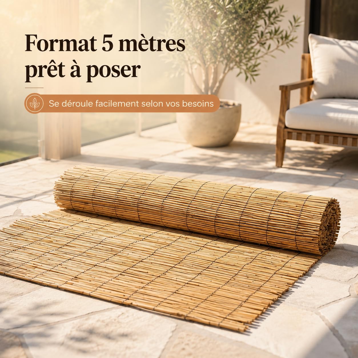 WERKA PRO Lot de 2 Brise-Vue Canisse en Roseau Naturel, 1 x 5 m, Liens en Fil de Fer Plastifié, Occultant pour Clôture et Terrasse (100 x 500 cm)