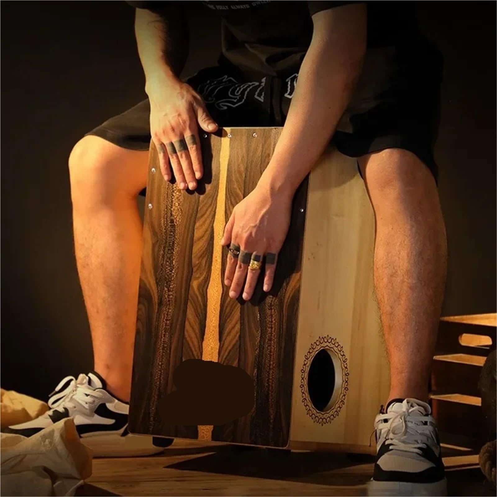 Cajon Cajon in legno massello, tamburo a scatola professionale, tamburello portatile for principianti, strumento musicale da meditazione(Zebrawood 49CN)