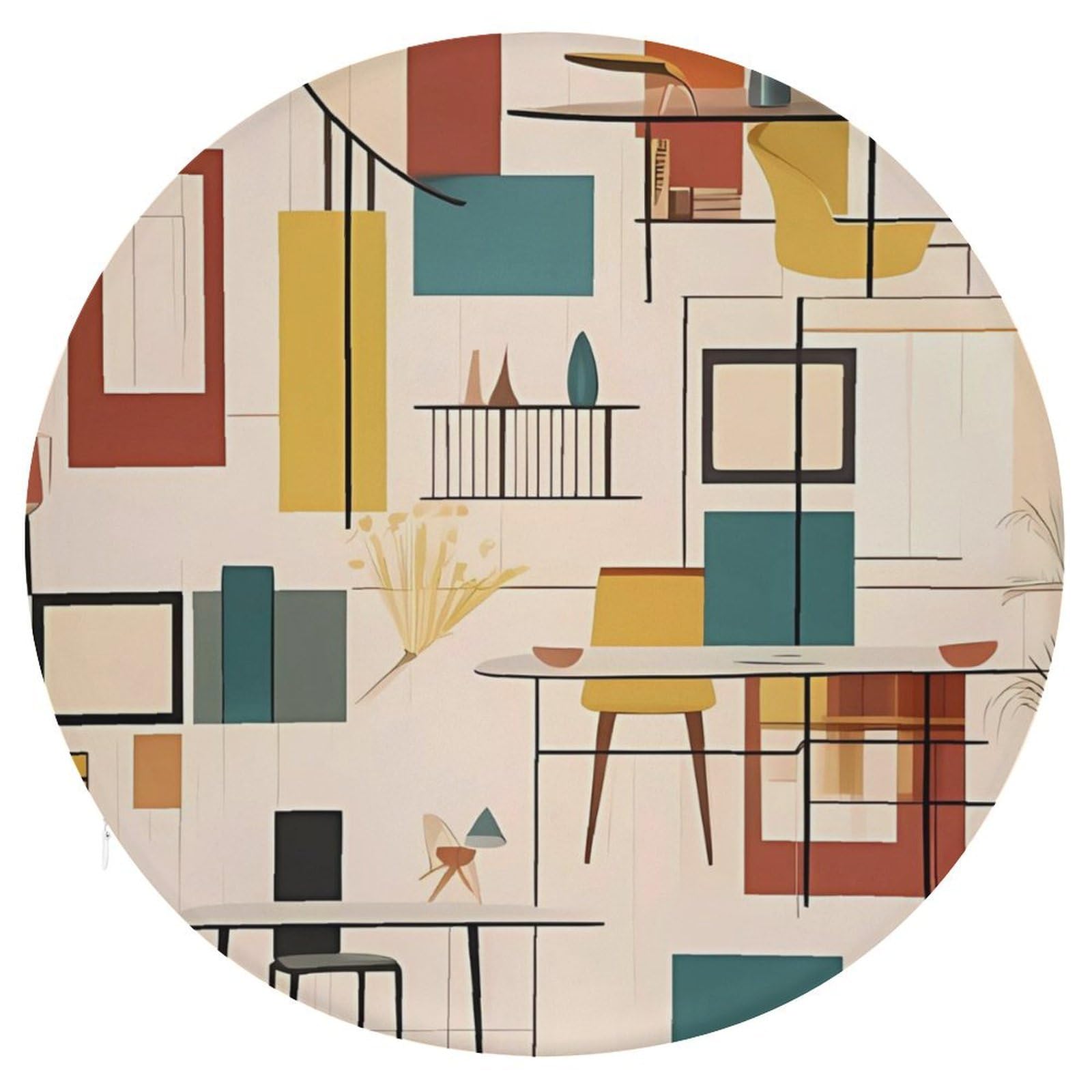 Wsoihfec Style Mid Century Modern Seat Cushion Round Chair Pad