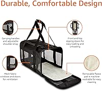 Vista 4 de Yaxa Basics Transportador de viaje para mascotas de malla suave para perros, gatos, hasta 16 libras, 16.5 pulgadas de largo x 10.6 pulgadas