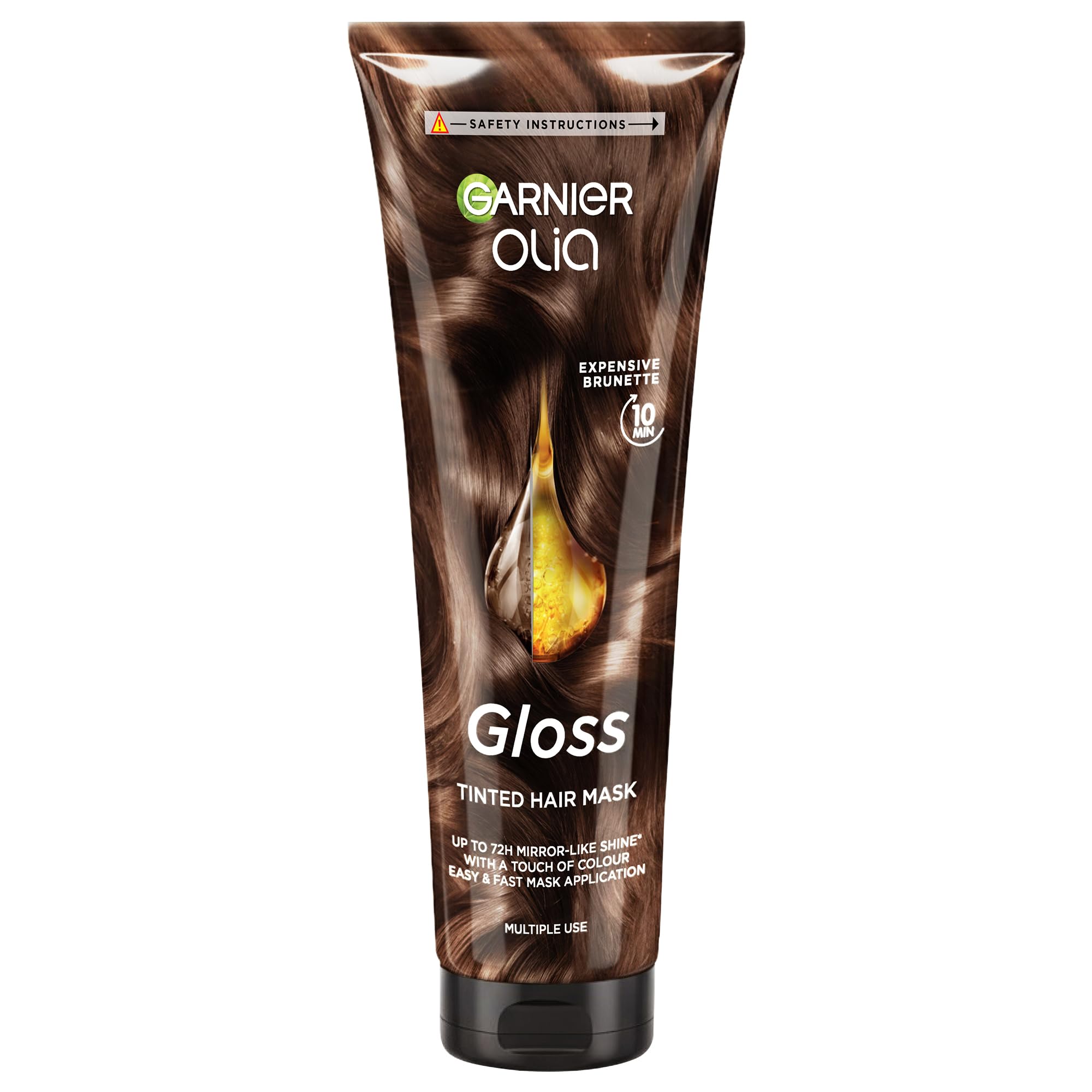 Garnier Olia Gloss - 10 Min Tinted Hair Mask - Expensive Brunette – Up to 72h Mirror-Like Shine* With A Touch Of Colour For Up To 6 Washes** - Corrects Up To 1 Year Of Damage*** - For Brunettes