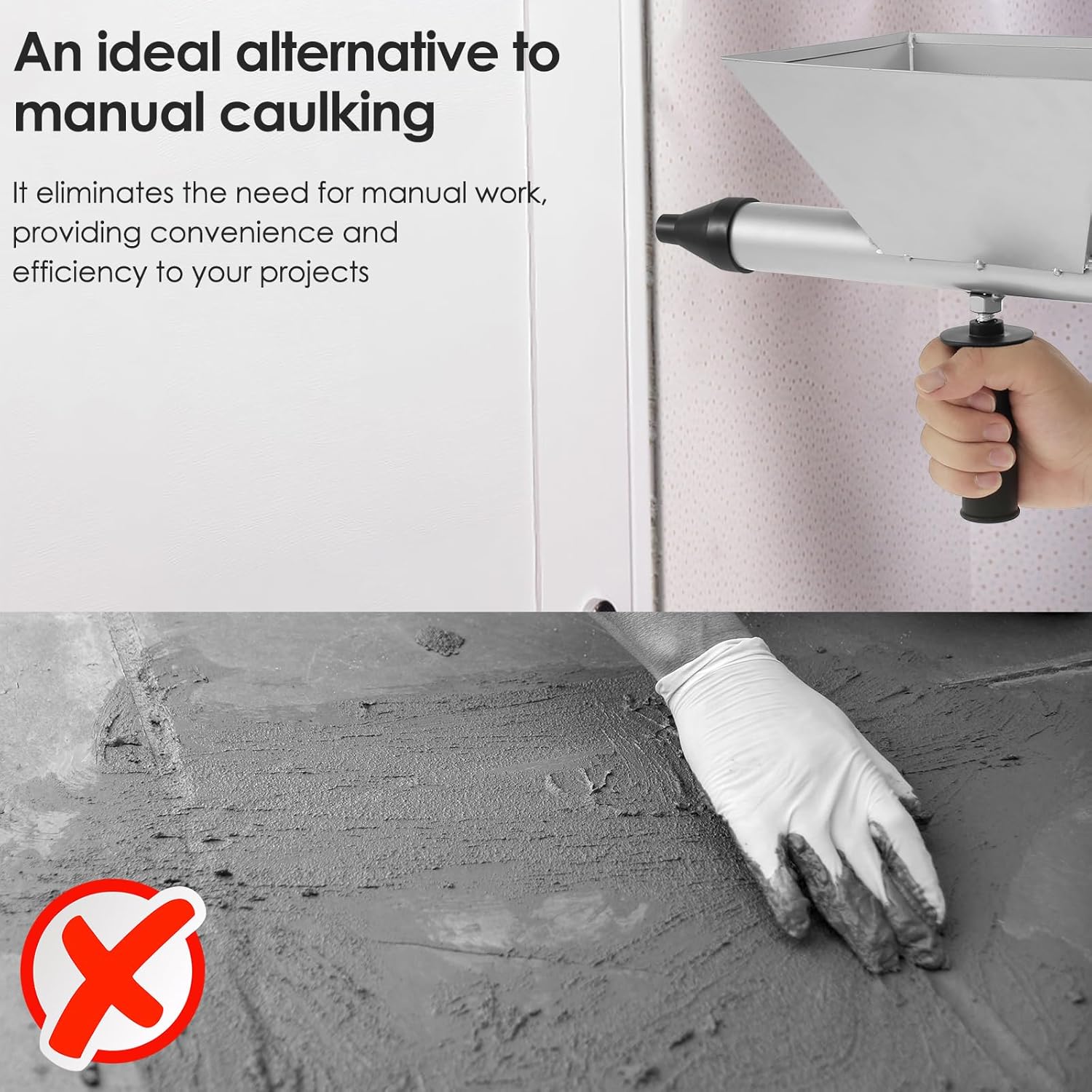 Electric Mortar Grouting Gun, Portable Pointing Caulking Gun, Auger Mortar Caulking Gun with 4 Nozzles for Walls, Bricks, Floors (Without Electric Drill)