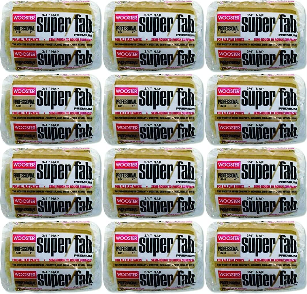 12 Pack of 4″ x 3/4″ Nap Wooster Brush Company R241 Super/Fab High Capacity Roller Cover