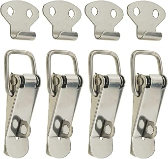 4PCS Stainless Steel Spring Latch Buckle Clips Small Size 106 Duckbill Luggage Metal Fasteners Mini Locking Fasteners for Suitcases Toolboxes Drawers Chests Cabinets
