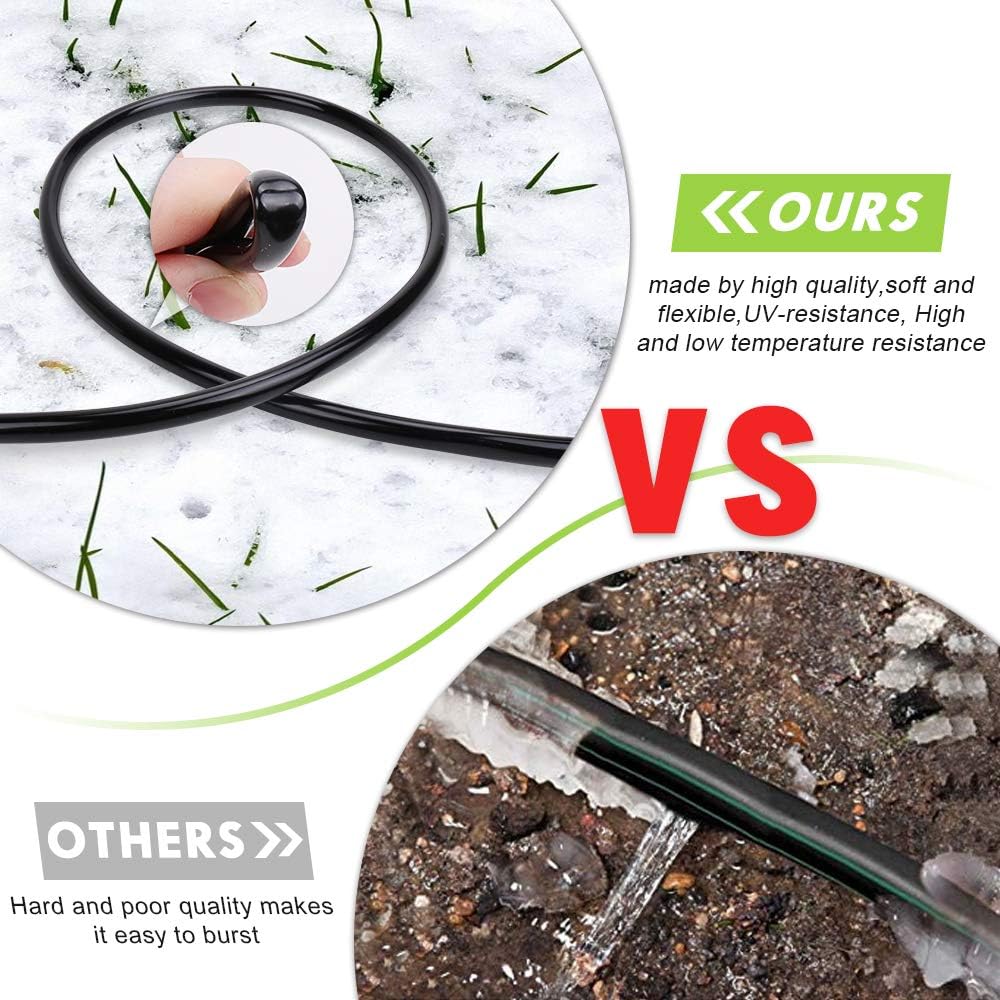 MultiOutools Distribution Tubing 3/8 inch Drip Irrigation Tubing Hose, 50FT Heavy Duty Drip Irrigation Kit for Lawn Garden Watering (3/8” tubing 50FT, Black) : Patio, Lawn & Garden