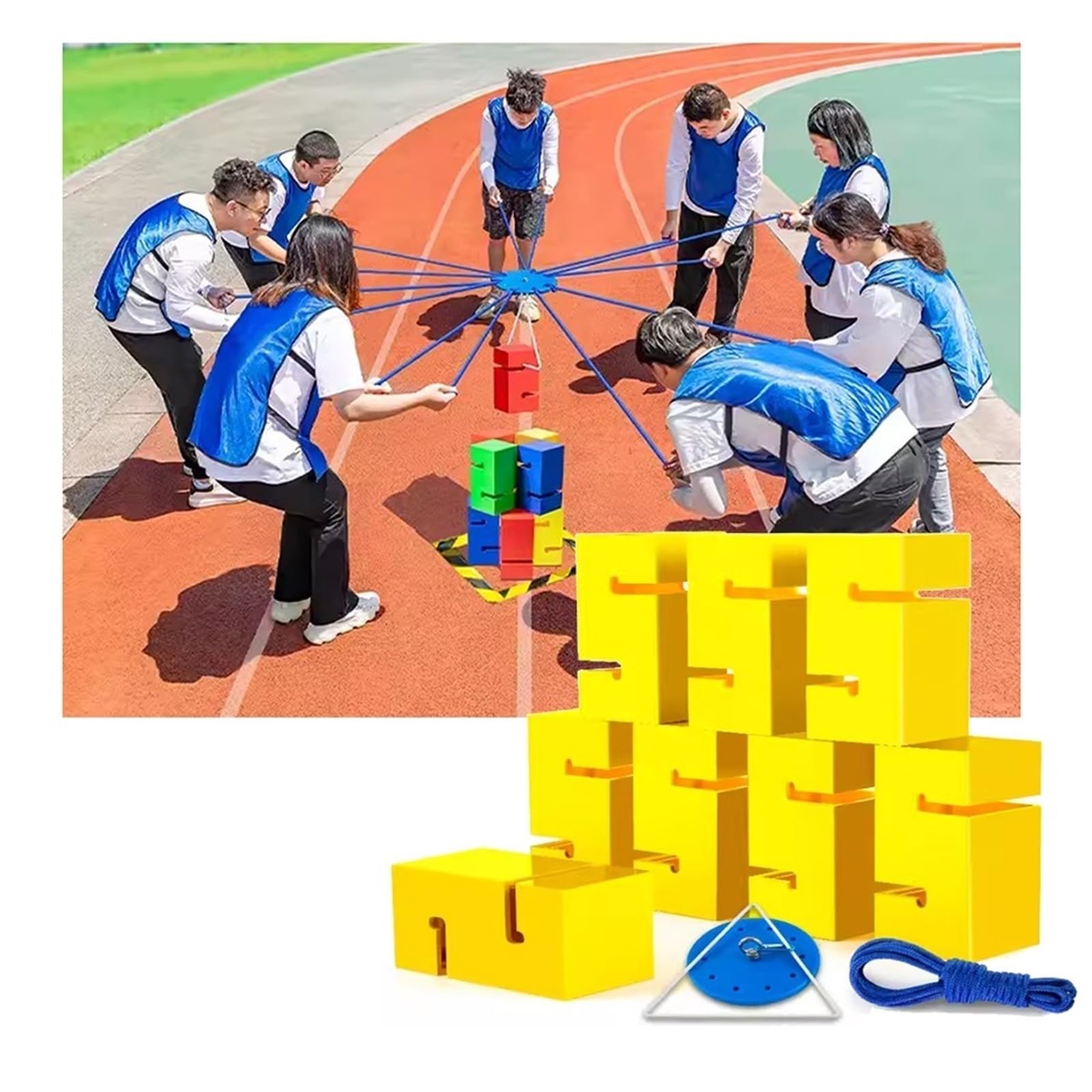 Team Building Block Tower Game - Outdoor Group Activity for Enhancing Communication and Fun