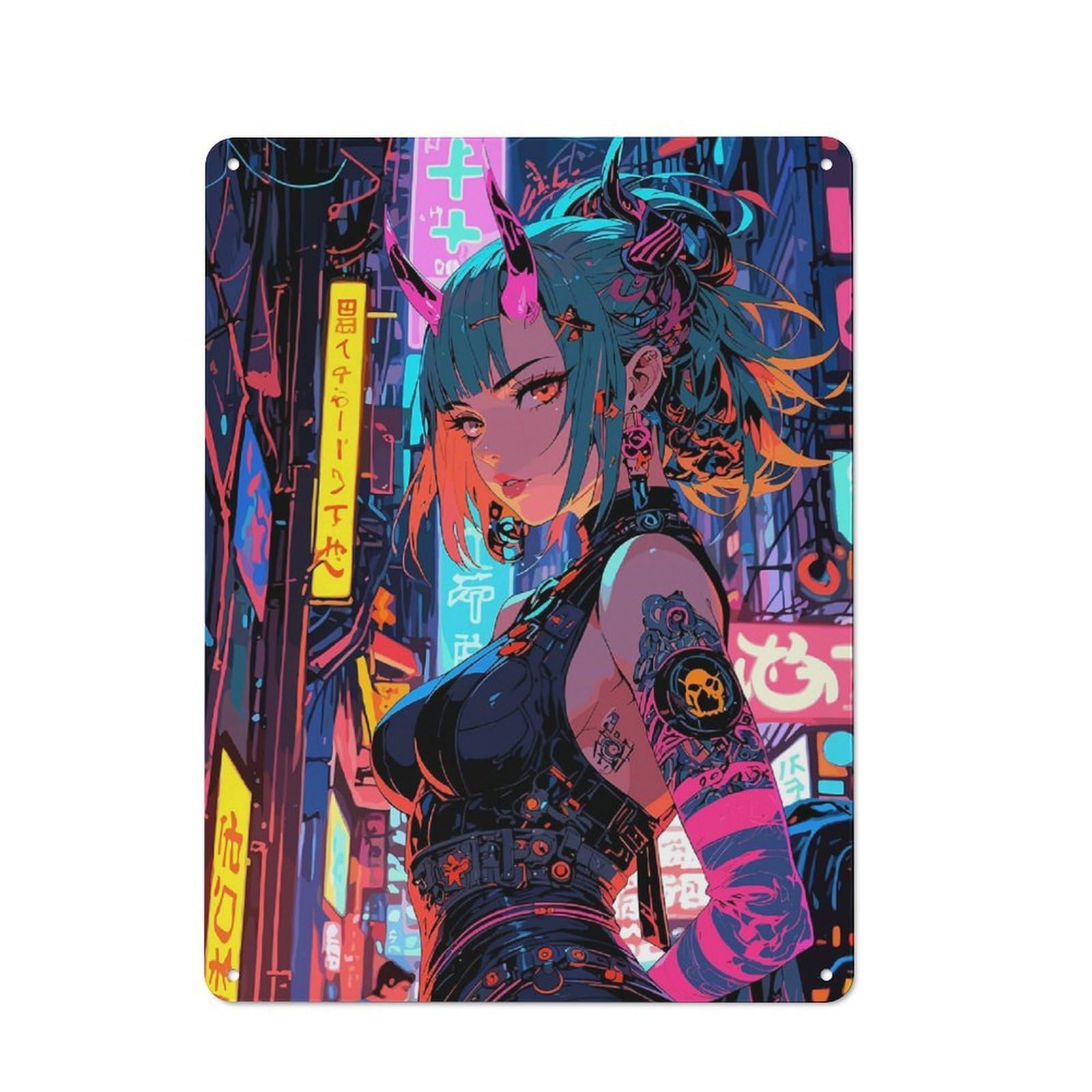 Junmoney Style-11 Retro Metal Plaque 40X30cm Featuring The Rise Of The Neon Demon For Workshop Wall, For Metal Sign Collectors, For Garage And Workshop Walls