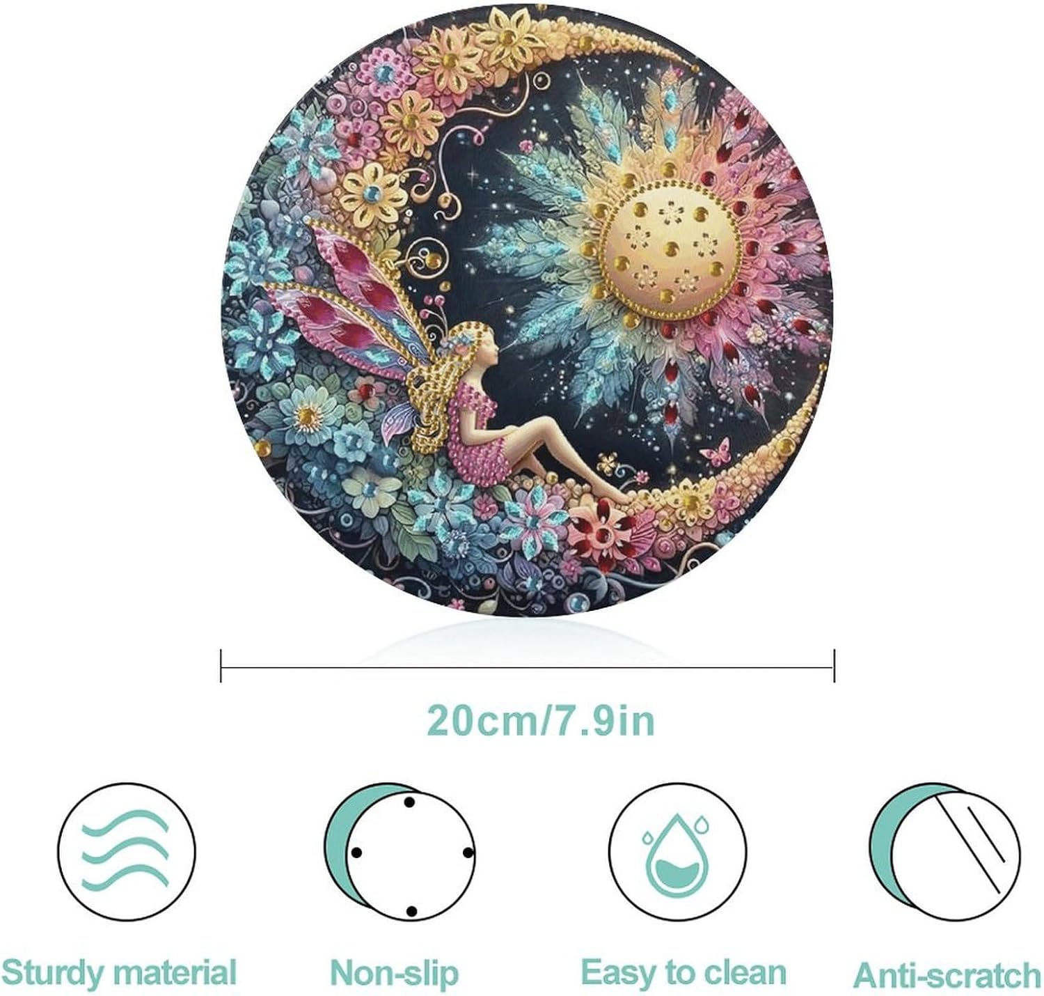 Sun And Moon with Fairy Tempered Glass Cutting Boards for Kitchen image 2
