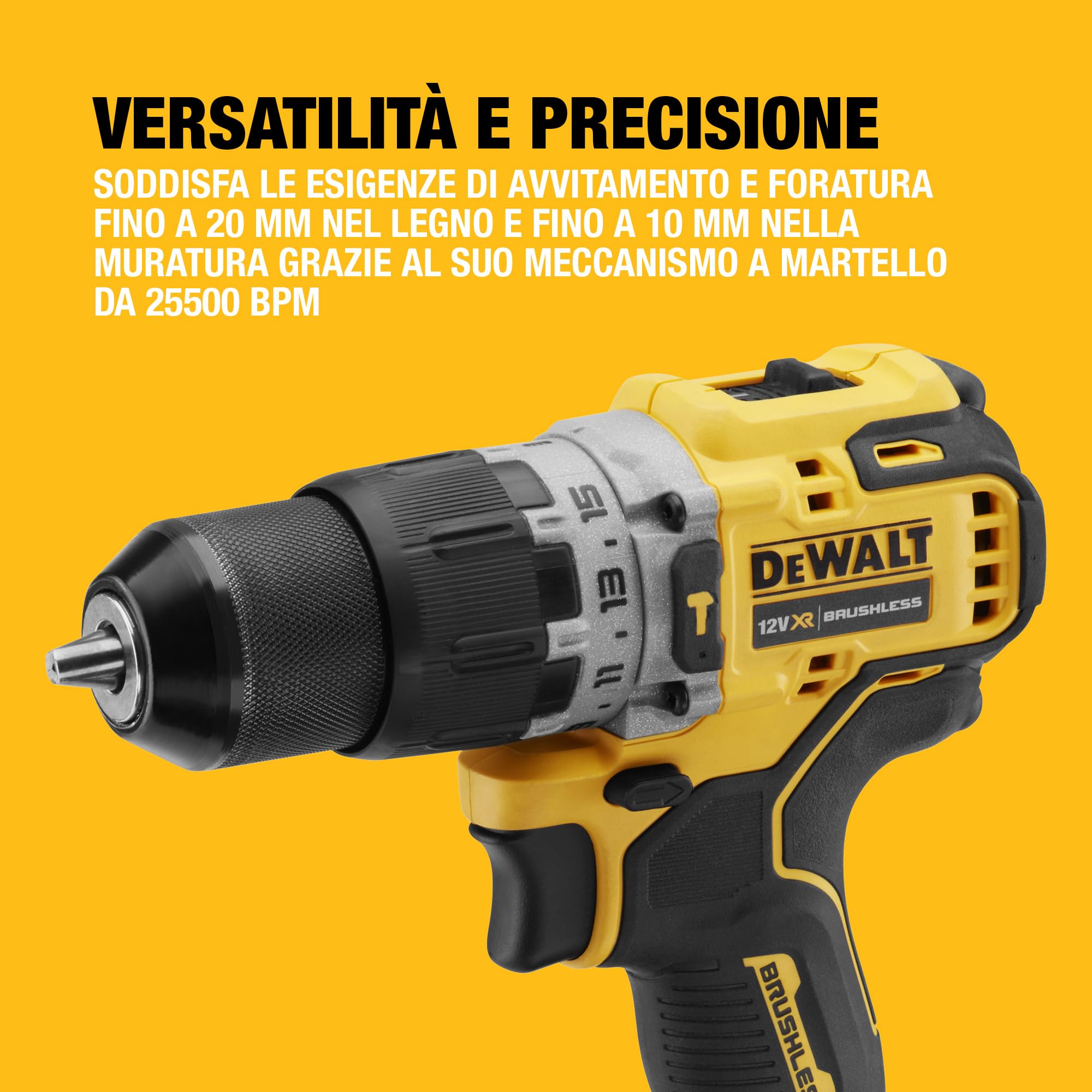 DEWALT Trapano Avvitatore Compatto 2 Velocità con percussione, DCD706D2-QW