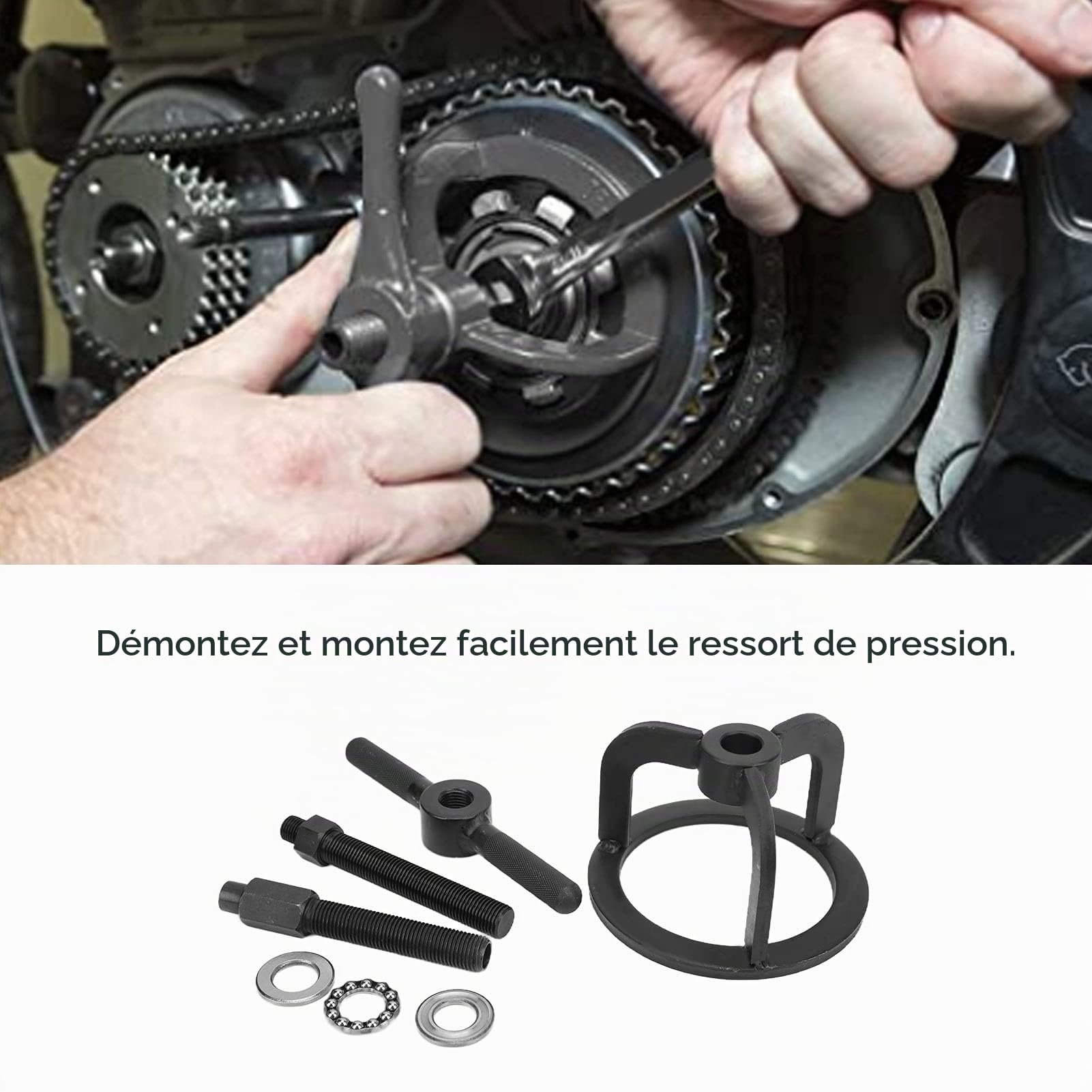 Compresseur de Ressort D'embrayage, HD‑38515A, Outil de Réparation de Compression de Compresseur de Ressort D'embrayage de Moto Enlevant L'ensemble D'installation