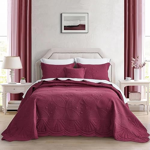 Colcha de gran tamaño, funda de cama tamaño King, juego de colcha moderno y contemporáneo, costuras reales, reversible, ligero, 5 piezas, color