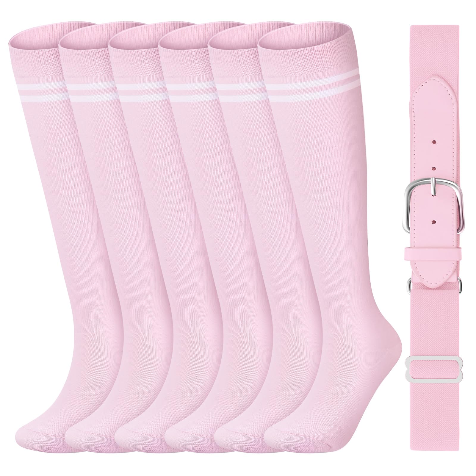 Ramede 3 Pairs Baseball Softball Socks and Belt Set