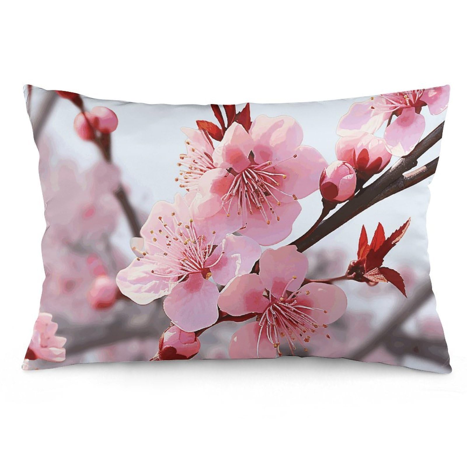 2 Pack Pillow Cases for Hair and Skin, Soft Breathable Pillow Case Covers with Hidden Zipper, Plum Blossom Pillowcase 12 "x20 Pillow Covers for Sleeping Gift