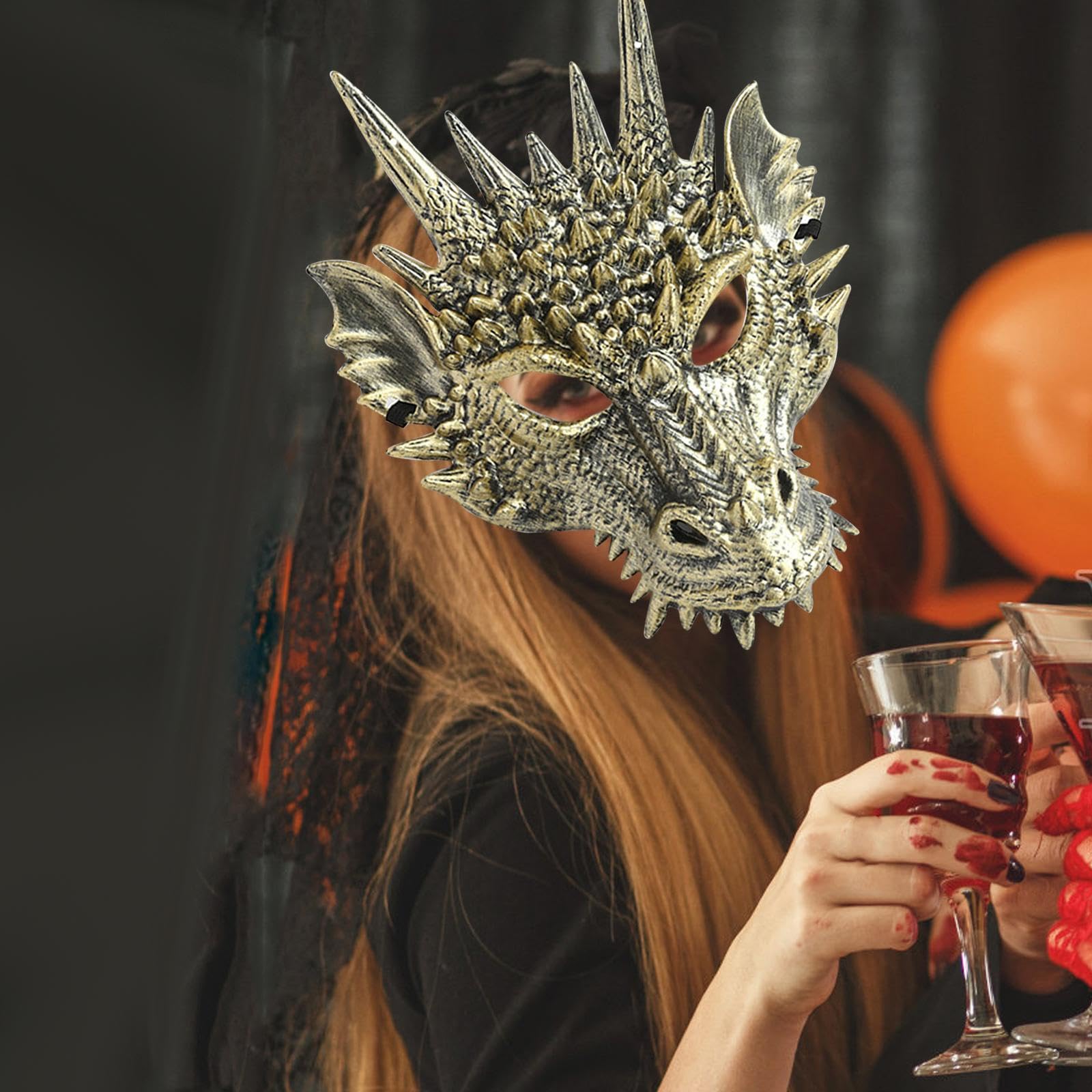 【貴重】MASCHERA DRAGONHEADS DRAGONTAILS Vaveren 3D Dragon Mask Animal Headdress Mask, Novidade Full Head