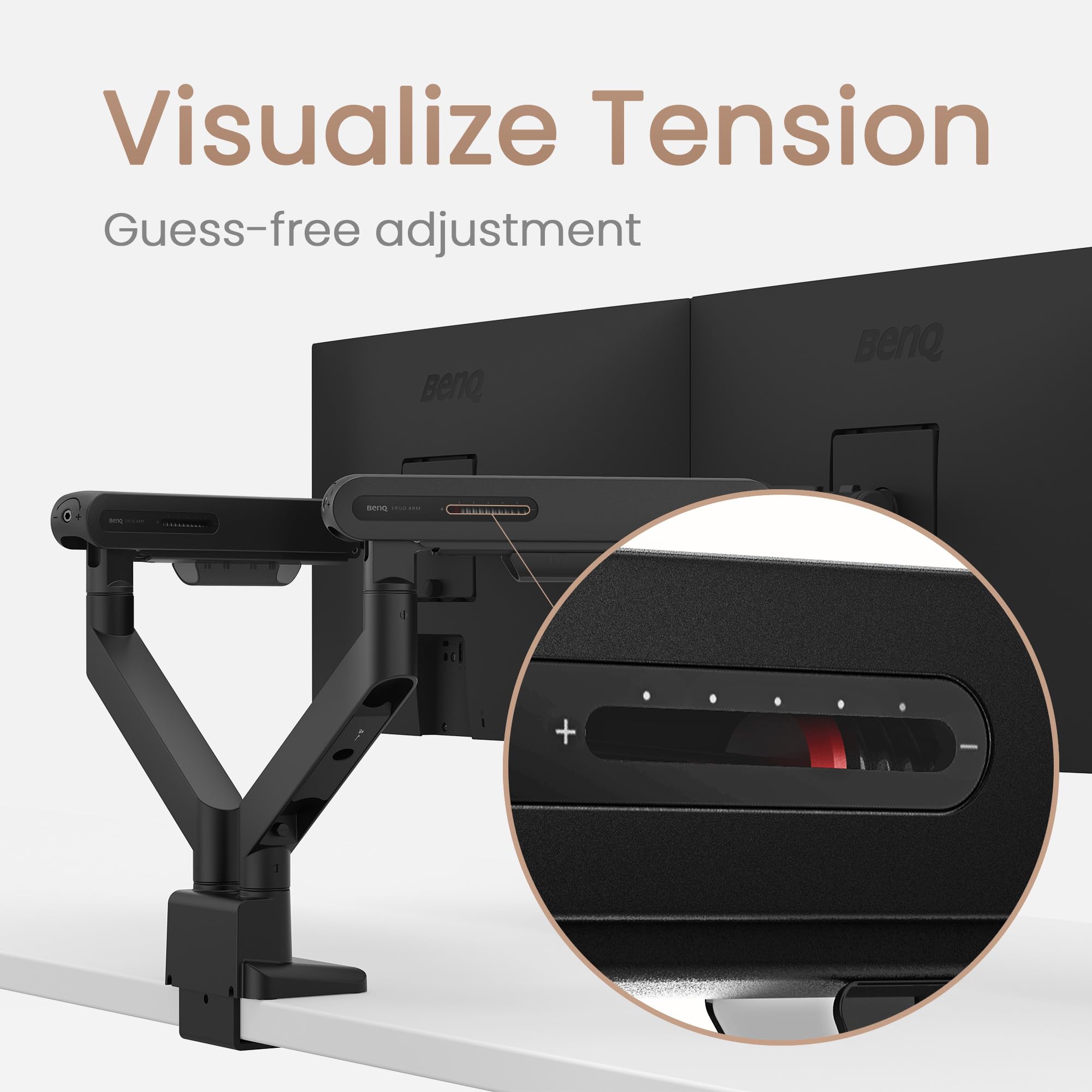 BenQ Ergo Arm BDL01 – Braccio per monitor, regolazione fluida, supporto da scrivania stabile, compatibile VESA, supporta fino a 35" e 11 kg per braccio. Adatto a scrivanie con spessore 10~50 mm