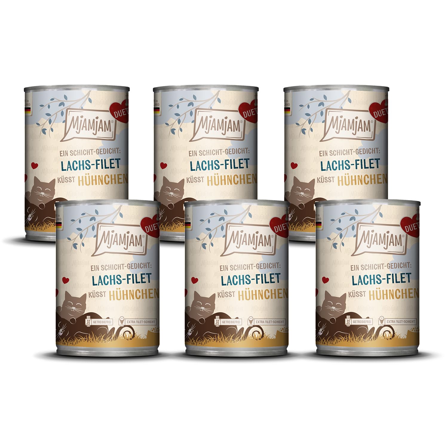MjAMjAM - Premium wet food for cats - Duett - salmon fillet kisses chicken, 6 pack (6x390g), grain-free