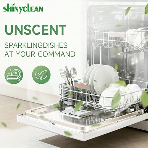 Miniatura 6 de Tabletas de detergente para lavavajillas con enjuague integrado, cápsulas a base de plantas todo en 1, sin fragancia ni tinte, natural y sin