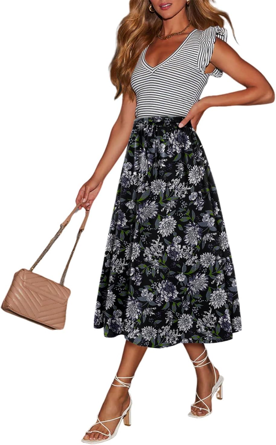 Magritta Women's Print Midi Skirt with Pocket Elastic High Waist 2026 Trendy A-Line Bohe Leopardr Swing Skirts for Women - Image 6