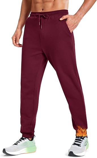 MAGCOMSEN Mens Fleece Joggers Winter Thermal Warm Pants Thicken Fleece Lined Athletic Casual Sweatpants with 3 Pockets
