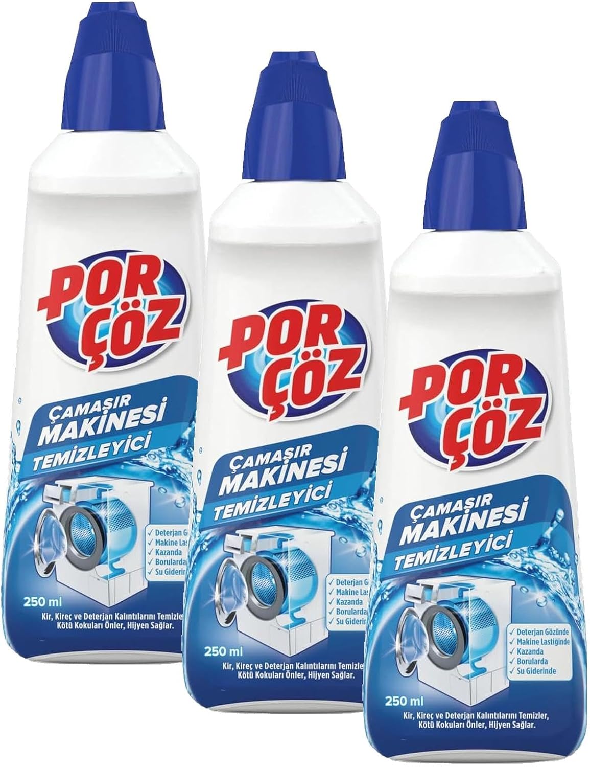 Porçöz Çamaşır Makinesi Temizleyici 250 ml (3 paketi)