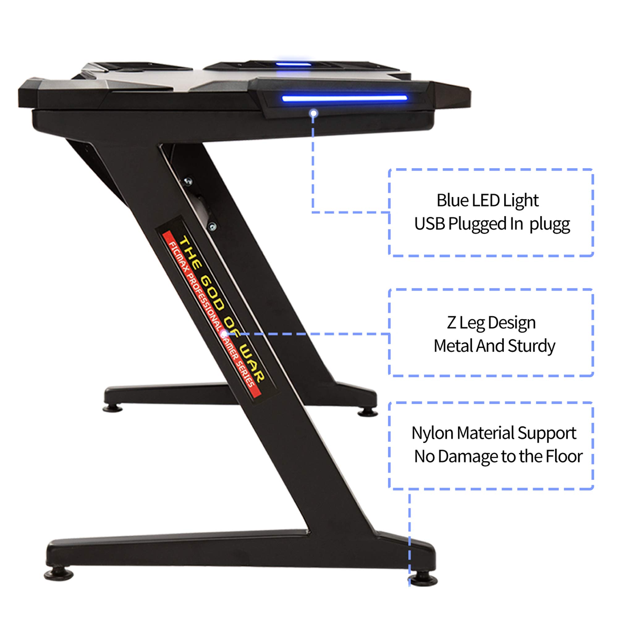 Buy Ficmax Gaming Desk Z Shape Gaming Computer Desk with LED Light Pro