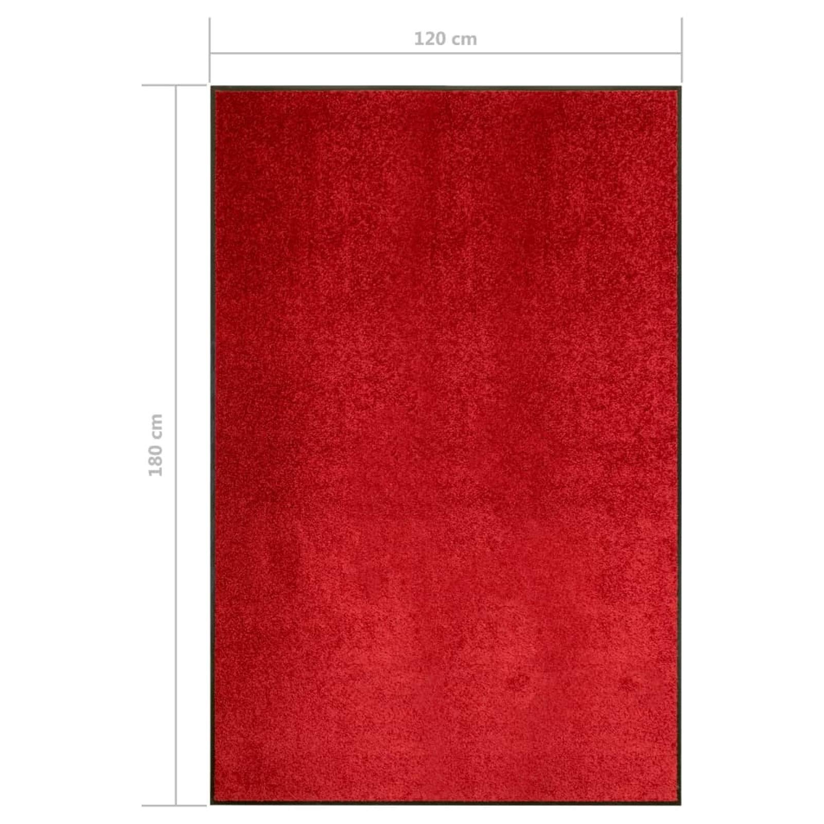 Wycieraczka nadająca się do prania, czerwona, 120 x 180 cm, wycieraczka do wewnątrz i na zewnątrz, gumowa mata podkładowa, antypoślizgowa mata wejściowa, skrobaczka do butów, super chłonna mata