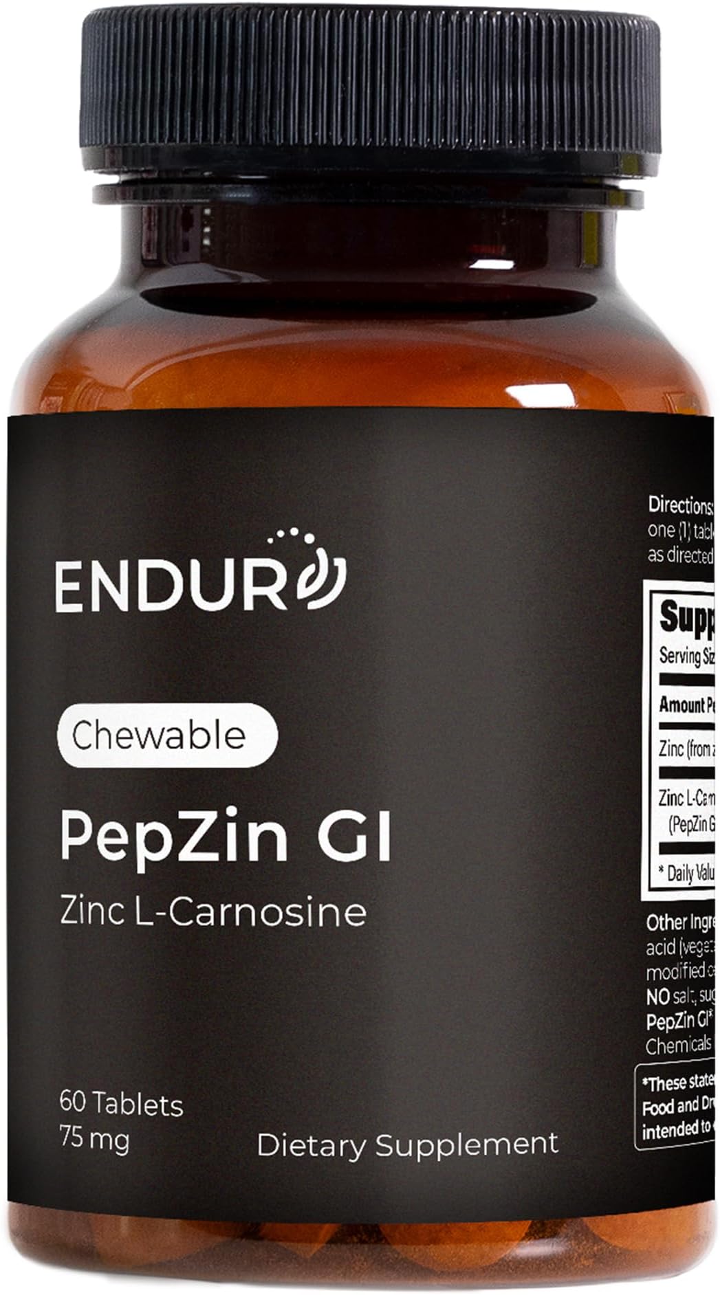 - Endur PepZinGI ZINC-CARNOSINE Chewables, Digestive Supplement, Gentle & Effective Formula for Digestive Wellness, Gluten Free, 75mg (60 Tablets)