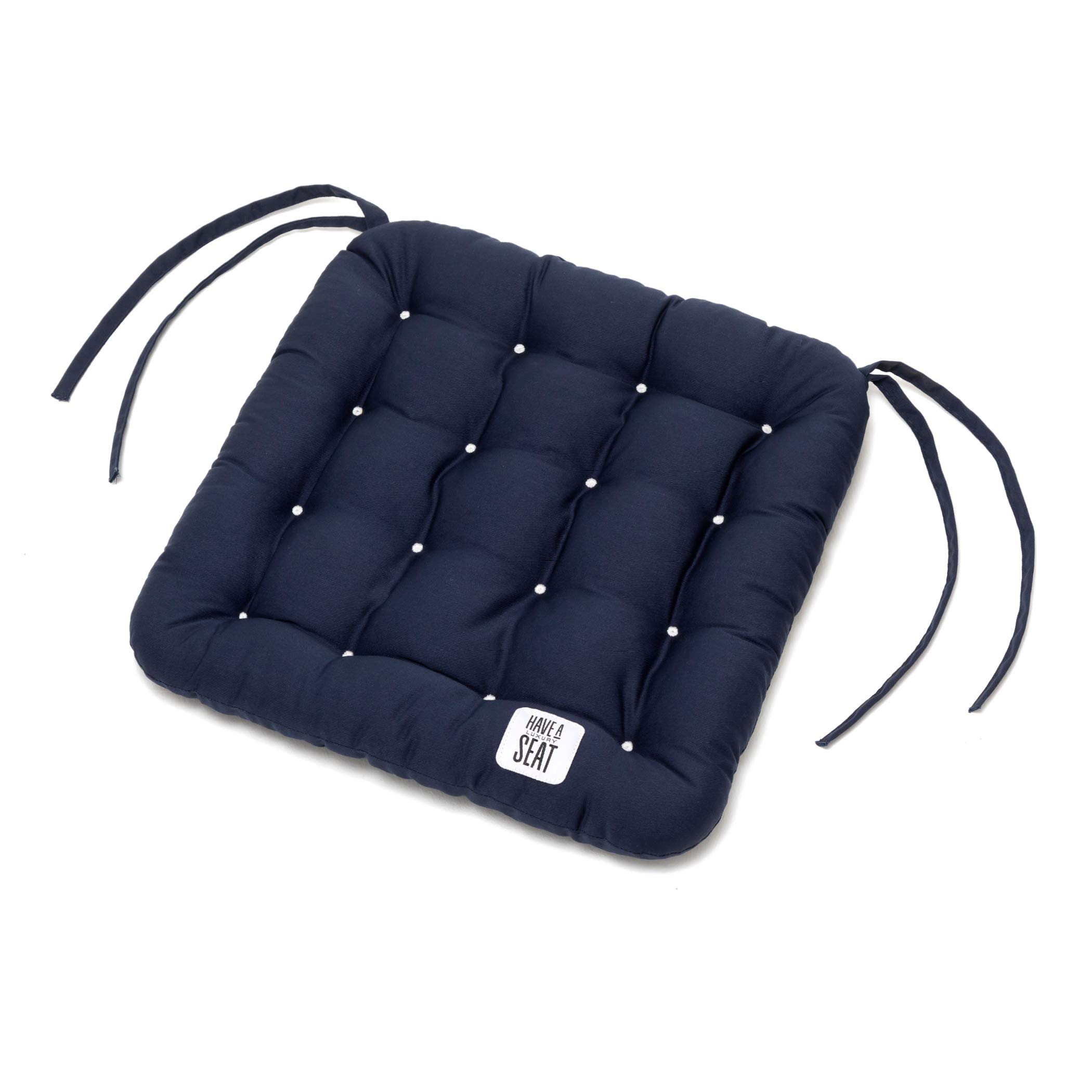 HAVE A SEAT Luxury – poduszka do siedzenia 40 x 40 cm – wygodna poduszka na krzesło, ortopedyczna, nadaje się do prania w temperaturze do 95 °C, nadaje się do suszenia w suszarce, trwałe kolory – Made in Germany – (zestaw 2 sztuk, granatowy)