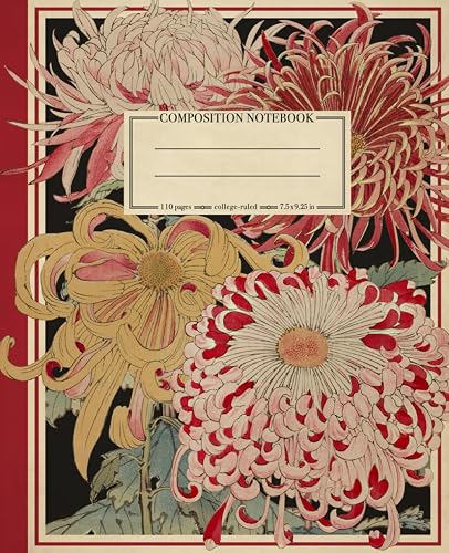 Composition Notebook College Ruled: Chrysanthemums Vintage Botanical Illustration | Cute