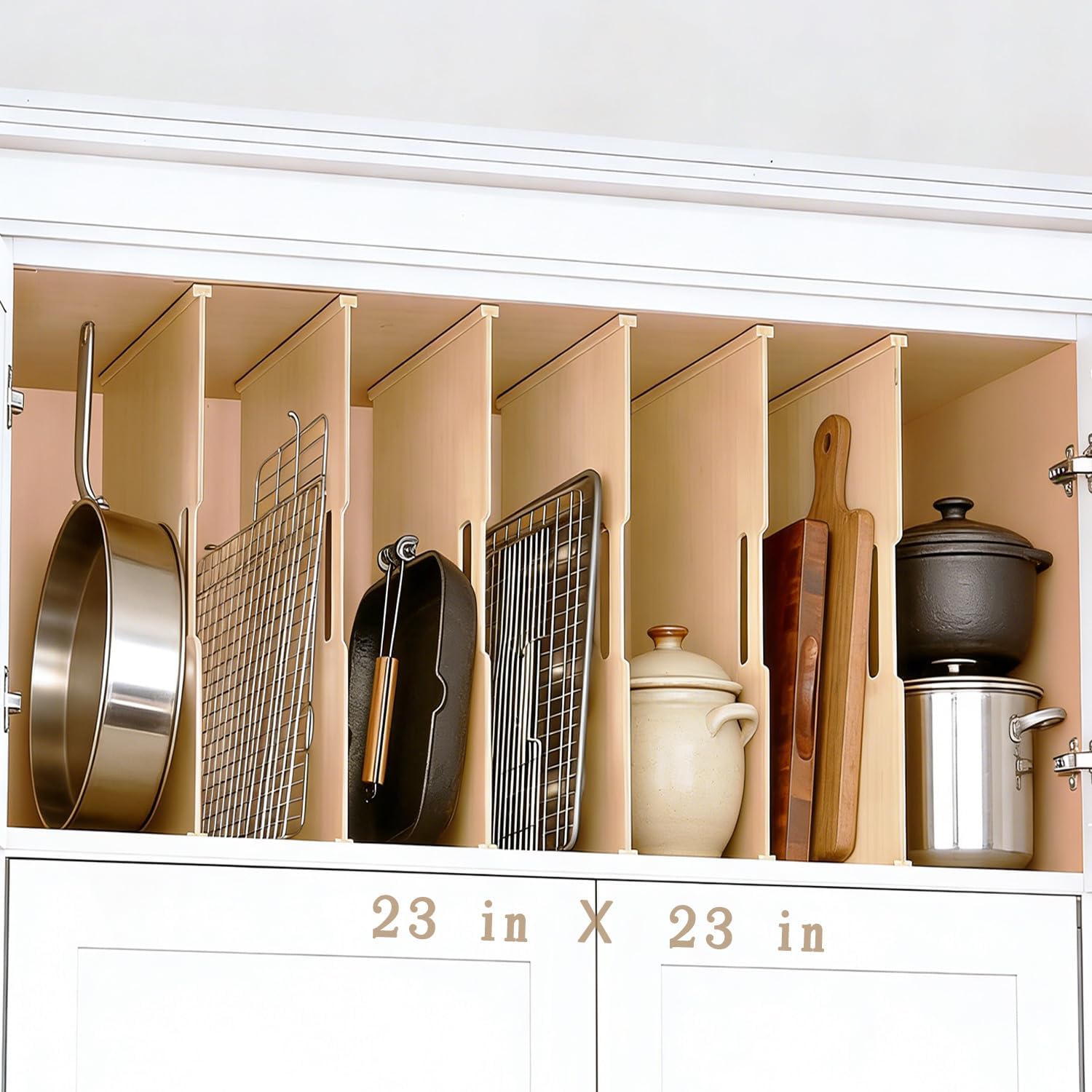 celestite Wooden Tray Dividers for Cabinets, Cookie Sheet Organizer for Cabinet, Baking Sheet Pan Organizer for Kitchen Organizers and Storage (7 Tier 20" Wx16.7 Hx15.2 D)