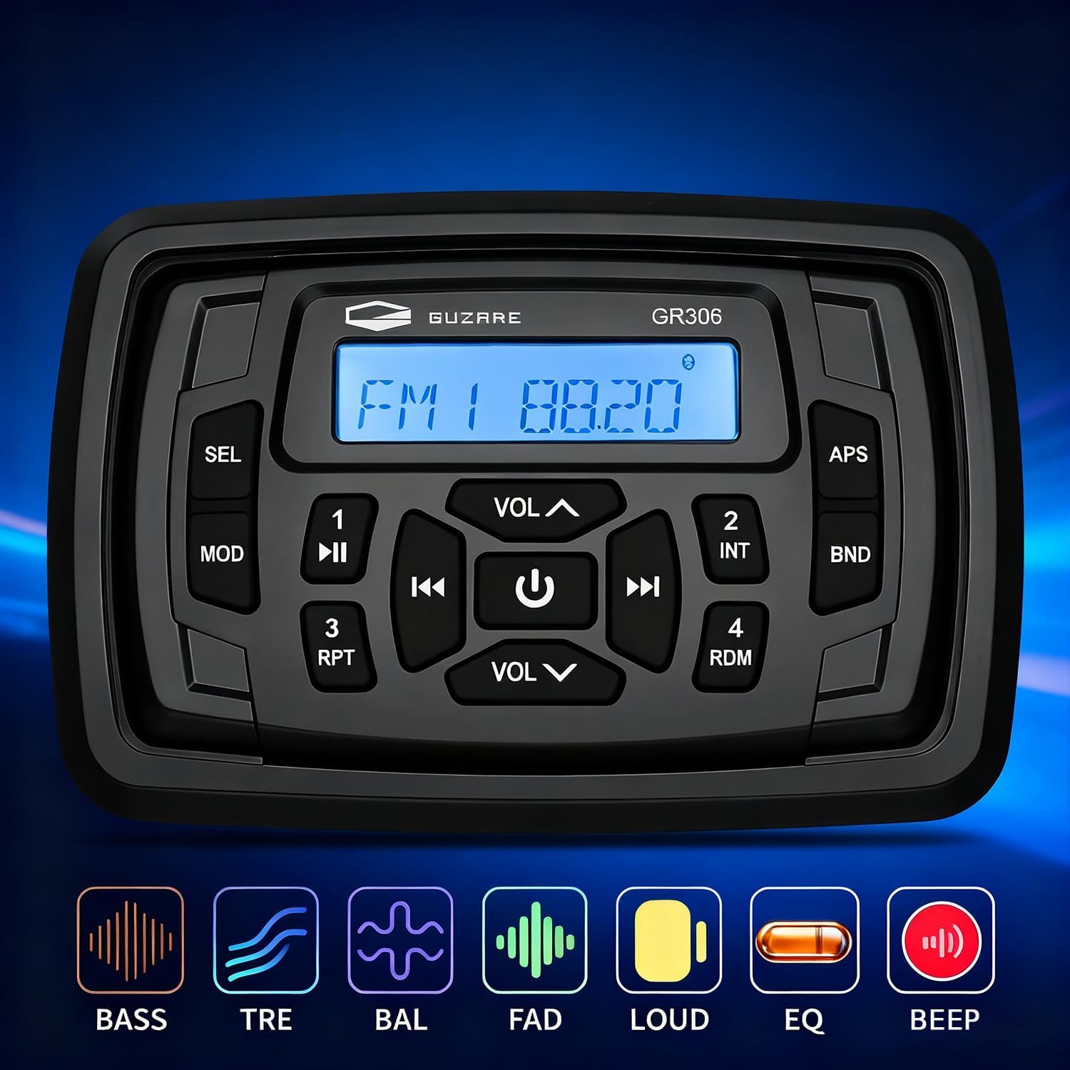 Marine Audio System Waterproof Bluetooth FM/AM Radio Stereo Receiver with 4 inch Boat Speakers and Antenna – Ready for ATV, UTV, RV, Yacht