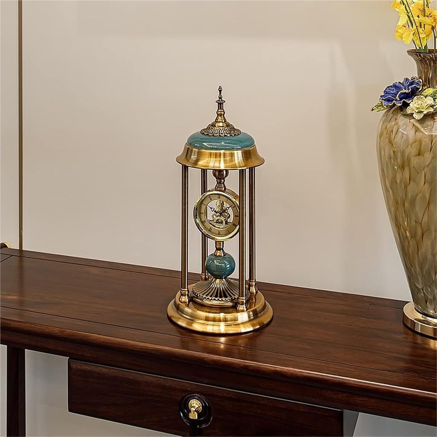 Mantel Table Clock Desk Clock Table Clock Light Luxury Desktop Clock Sitting Clock Metal Retro Desktop Clock Decoration Living Room Home Decor