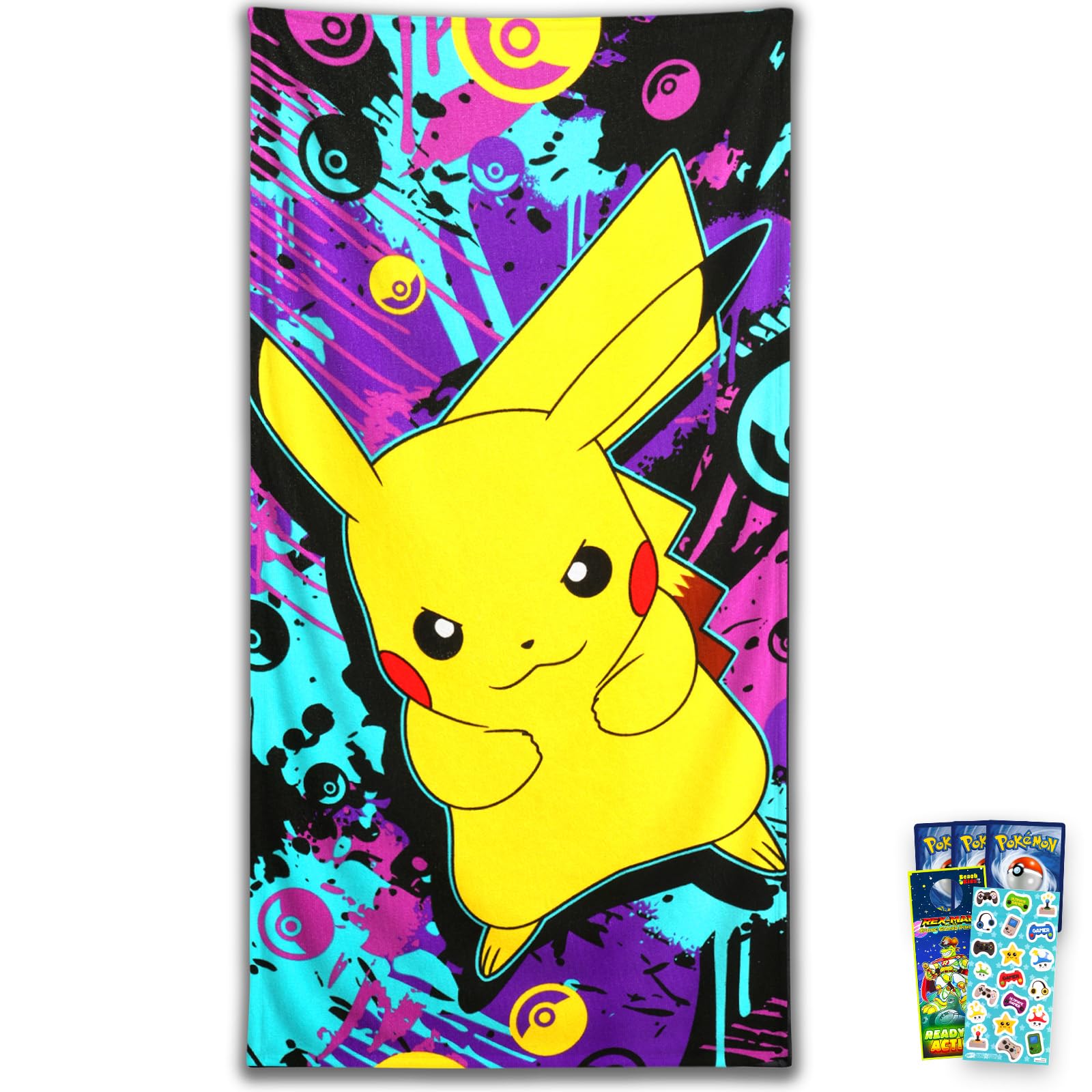 Amazon.co.jp: ポケモンビーチタオルセット - 27x54インチのピカチュウ